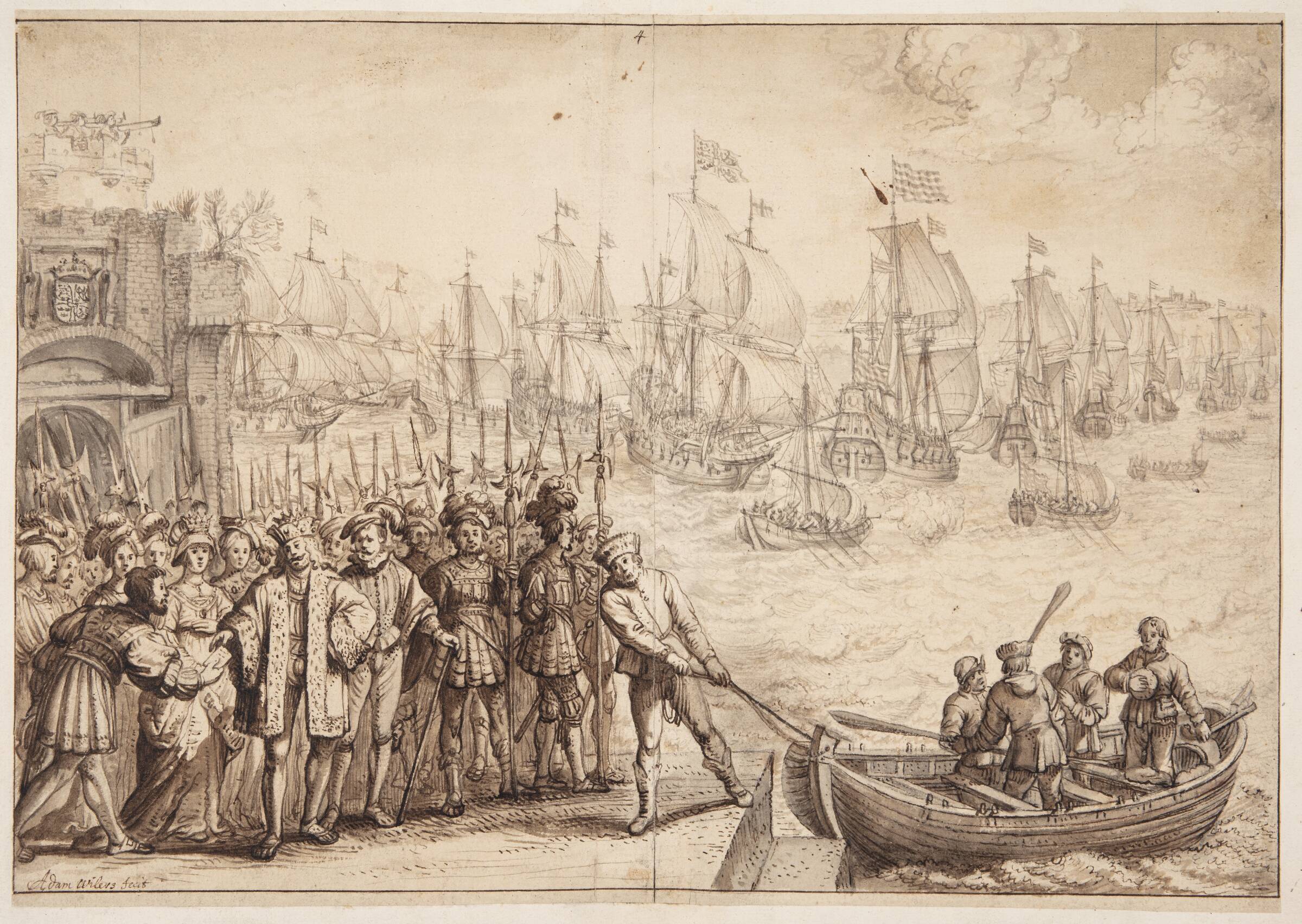 Christian II forlader København i 1523, Adam Willaerts, 1637-1638
