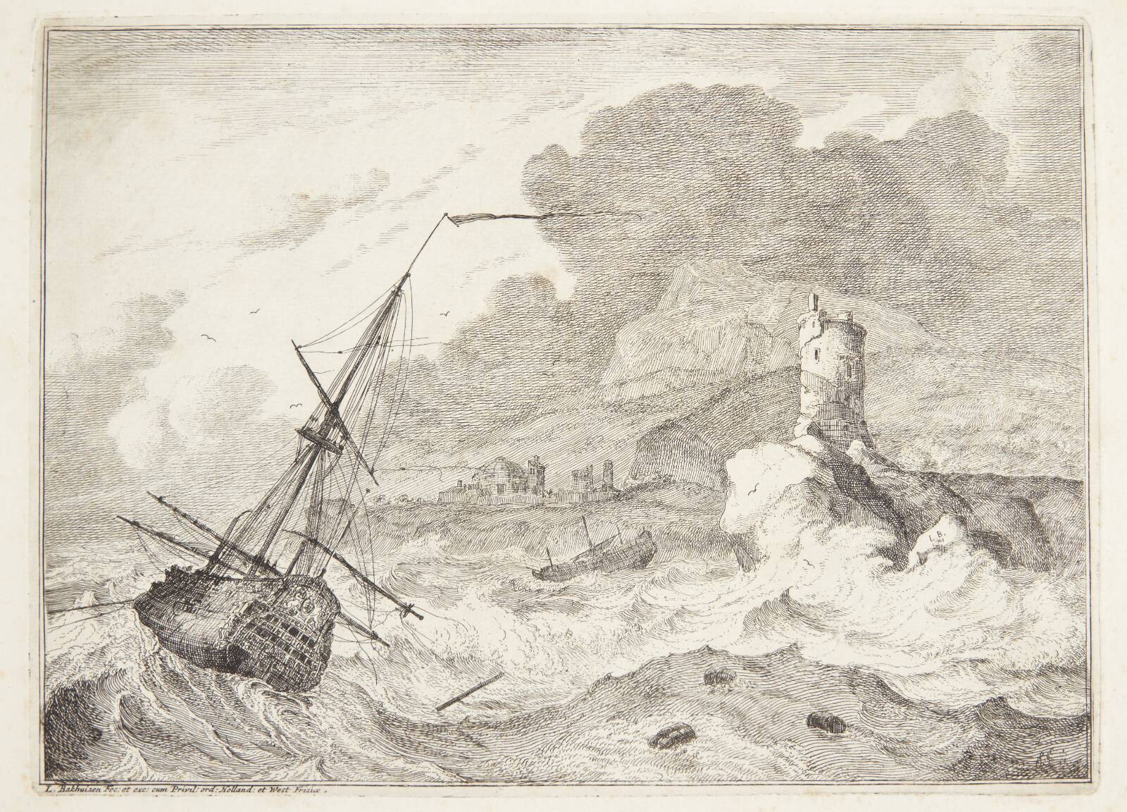 Skib i høj sø, Ludolf Bakhuizen, 1701