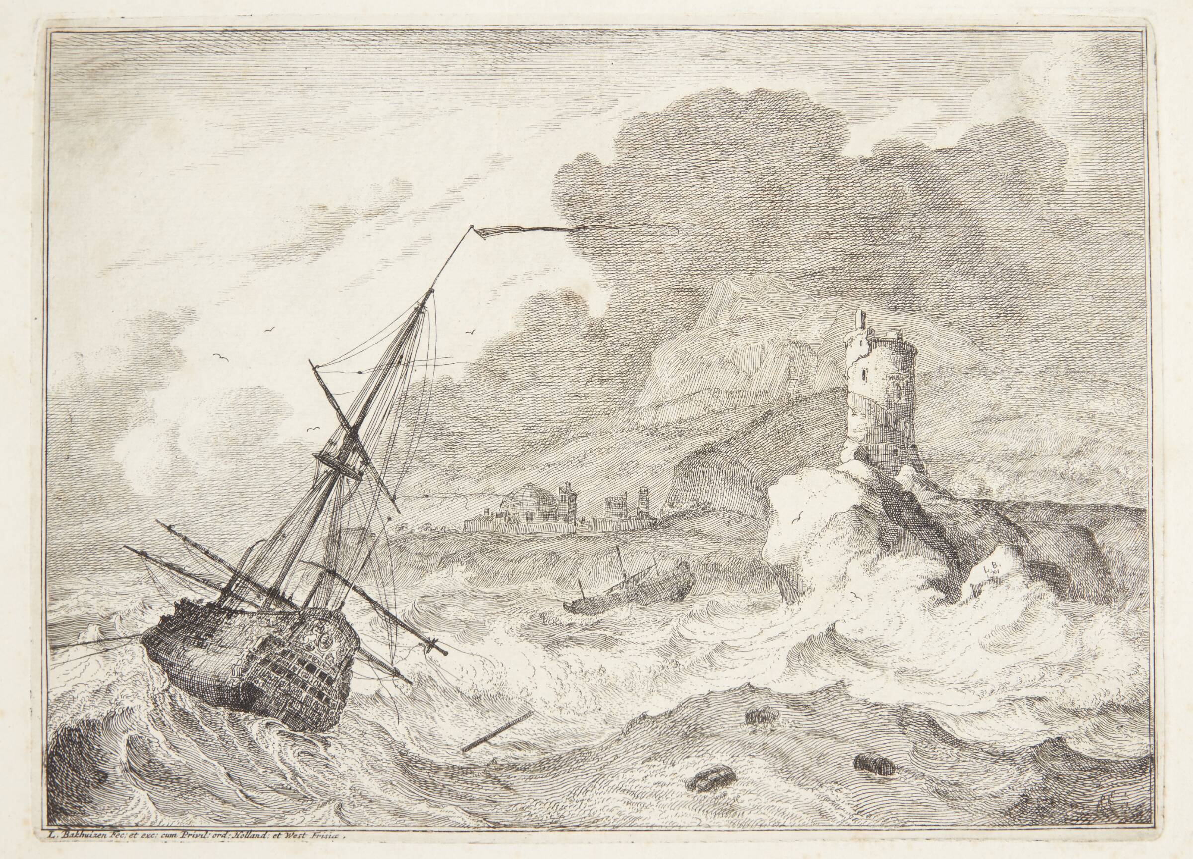 Skib i høj sø, Ludolf Bakhuizen, 1701