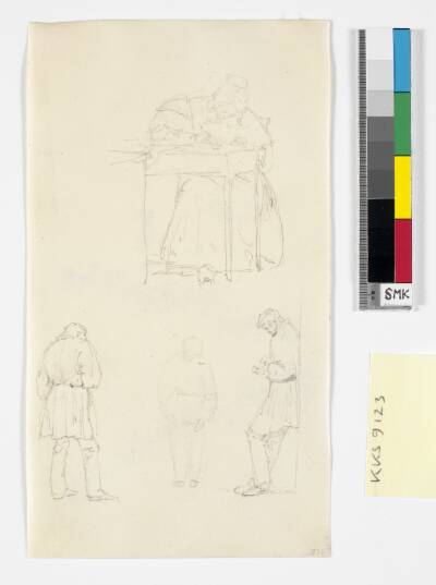 Fire figurstudier, bl.a. en siddende dame der skriver