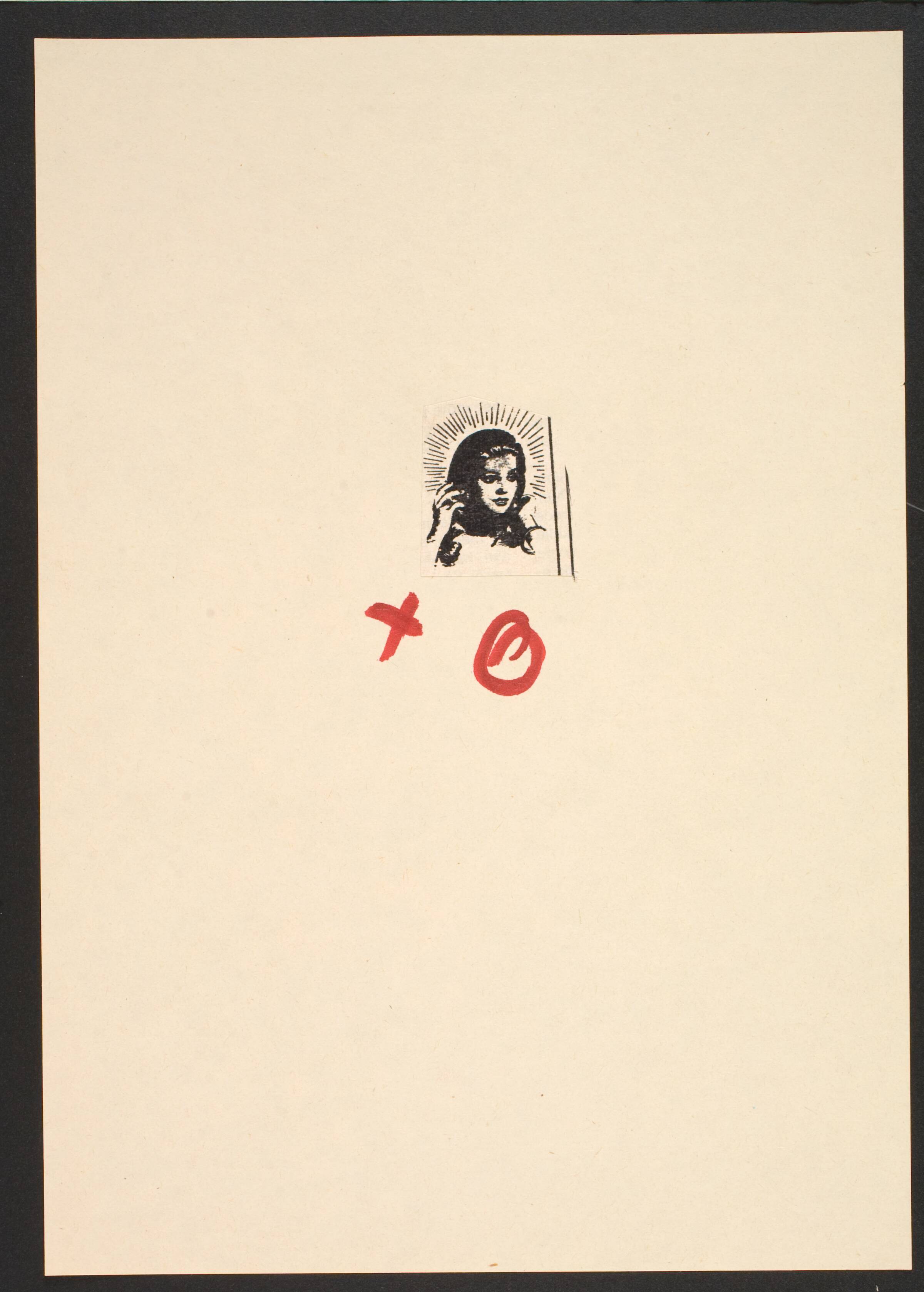 Udklip på papir med kvindetegnet, Lene Adler Petersen, 1974