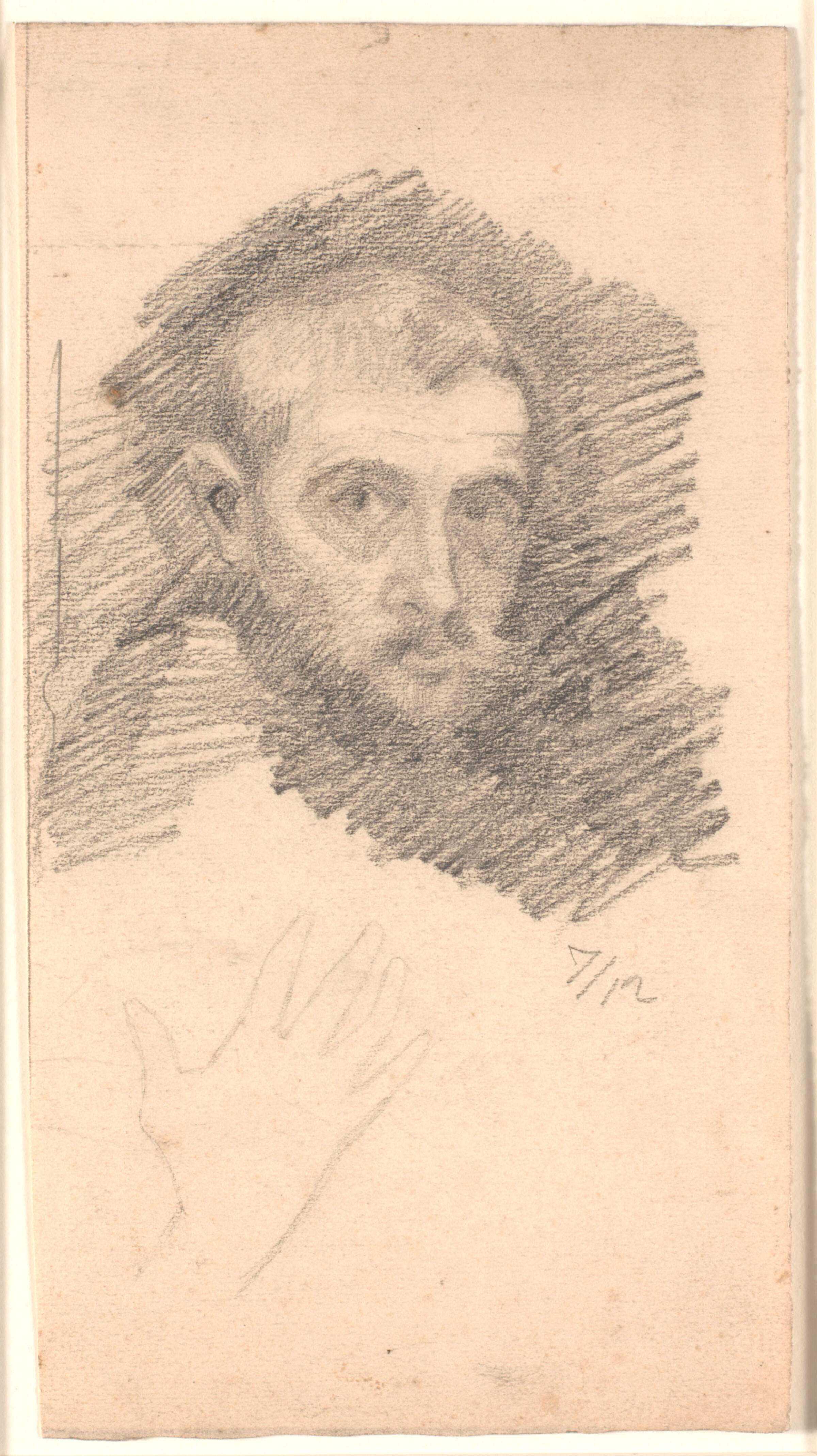 Mandsportræt og let rids af en hånd, Niels Bjerre, 1864-1942