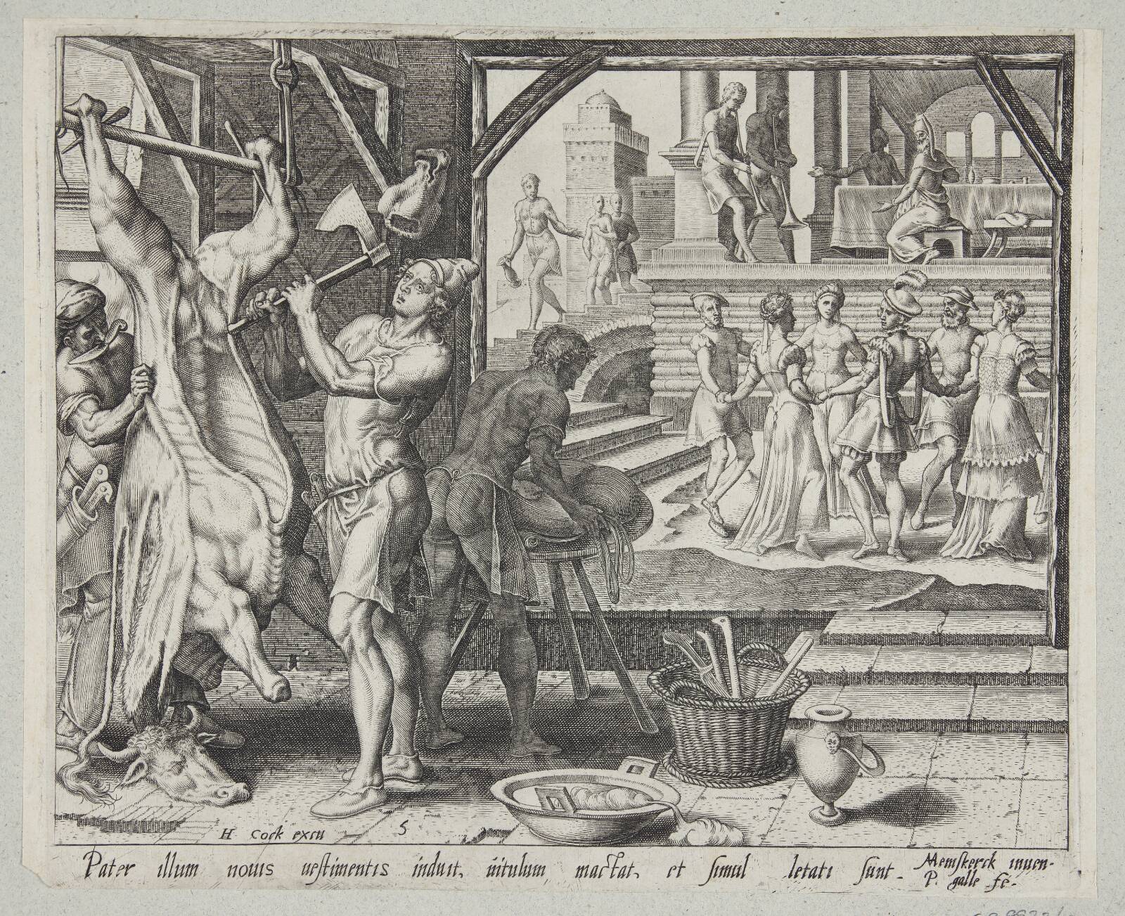 Fedekalven slagtes, Philips Galle, 1562