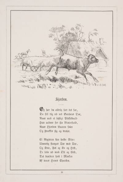Hjorden. Illustration til H.V. Kaalund, "Fabler for Børn"