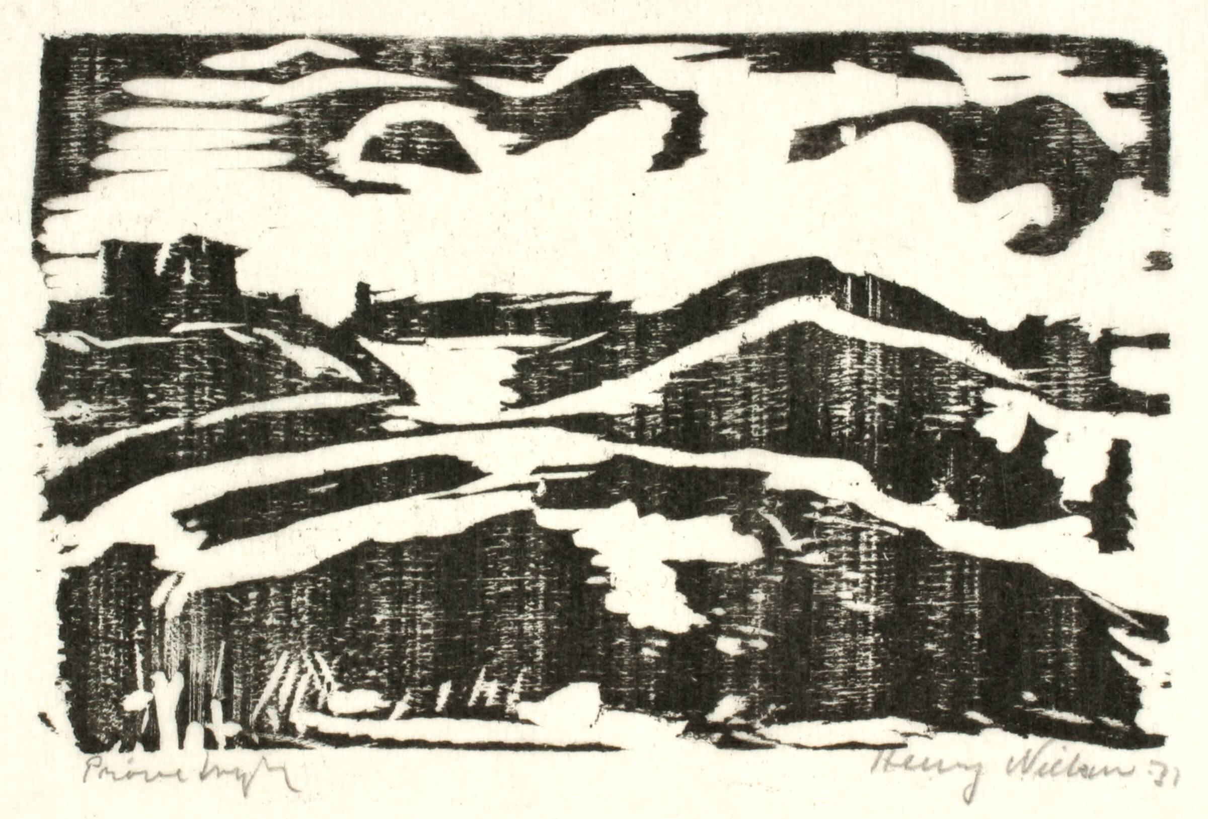 Landskab med bakker, Henry Nielsen, 1931