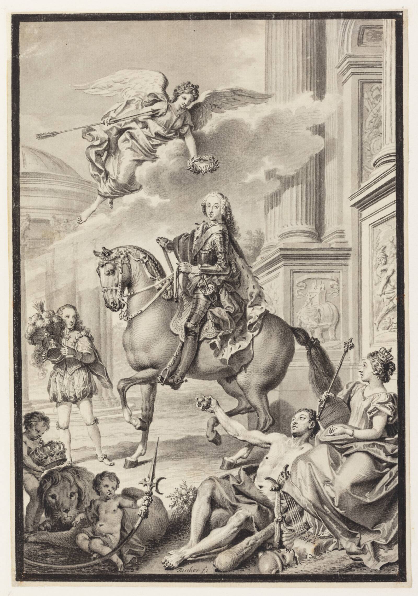Frederik V hyldes af Danmark og Norge, Marcus Tuscher, 1746-1749