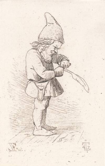Nisse, der skærer en pen