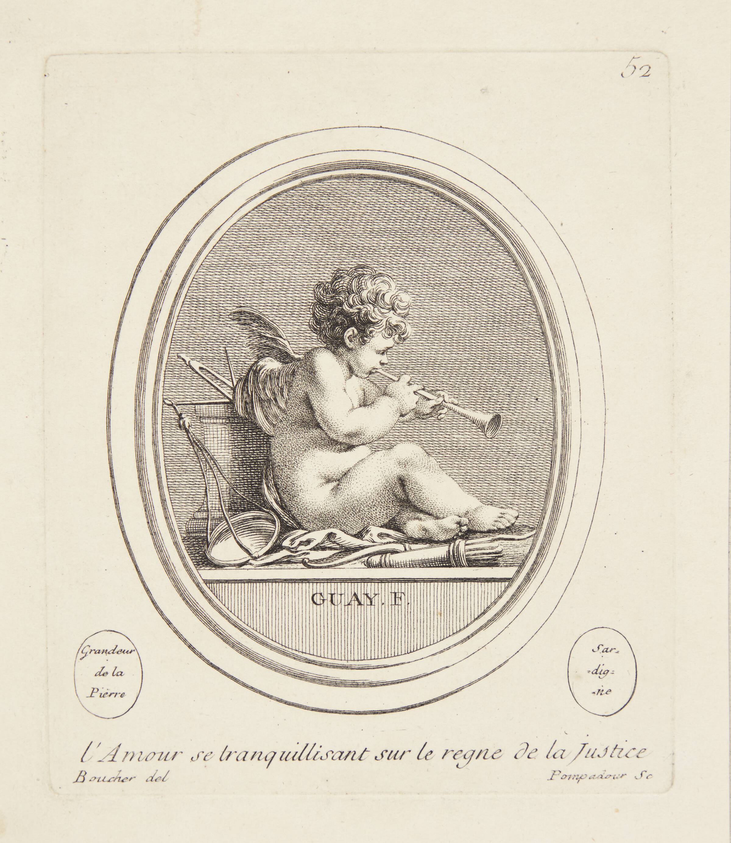 Amor beroliger sig selv mens retfærdigheden regerer, Madame de Pompadour, 1753-1757
