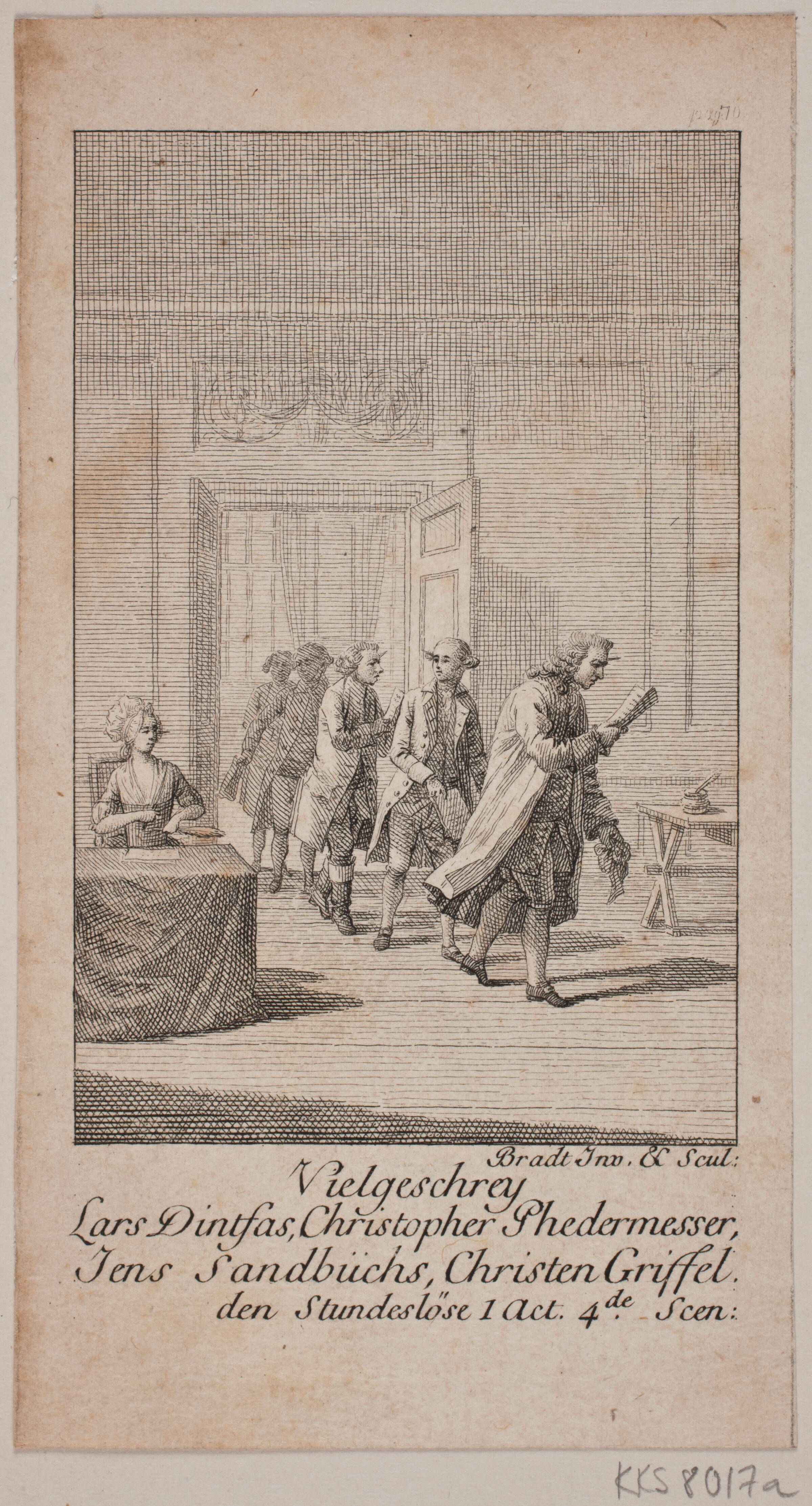 Illustration til Ludvig Holbergs "Den Stundesløse", Bradt, F.L., 1784