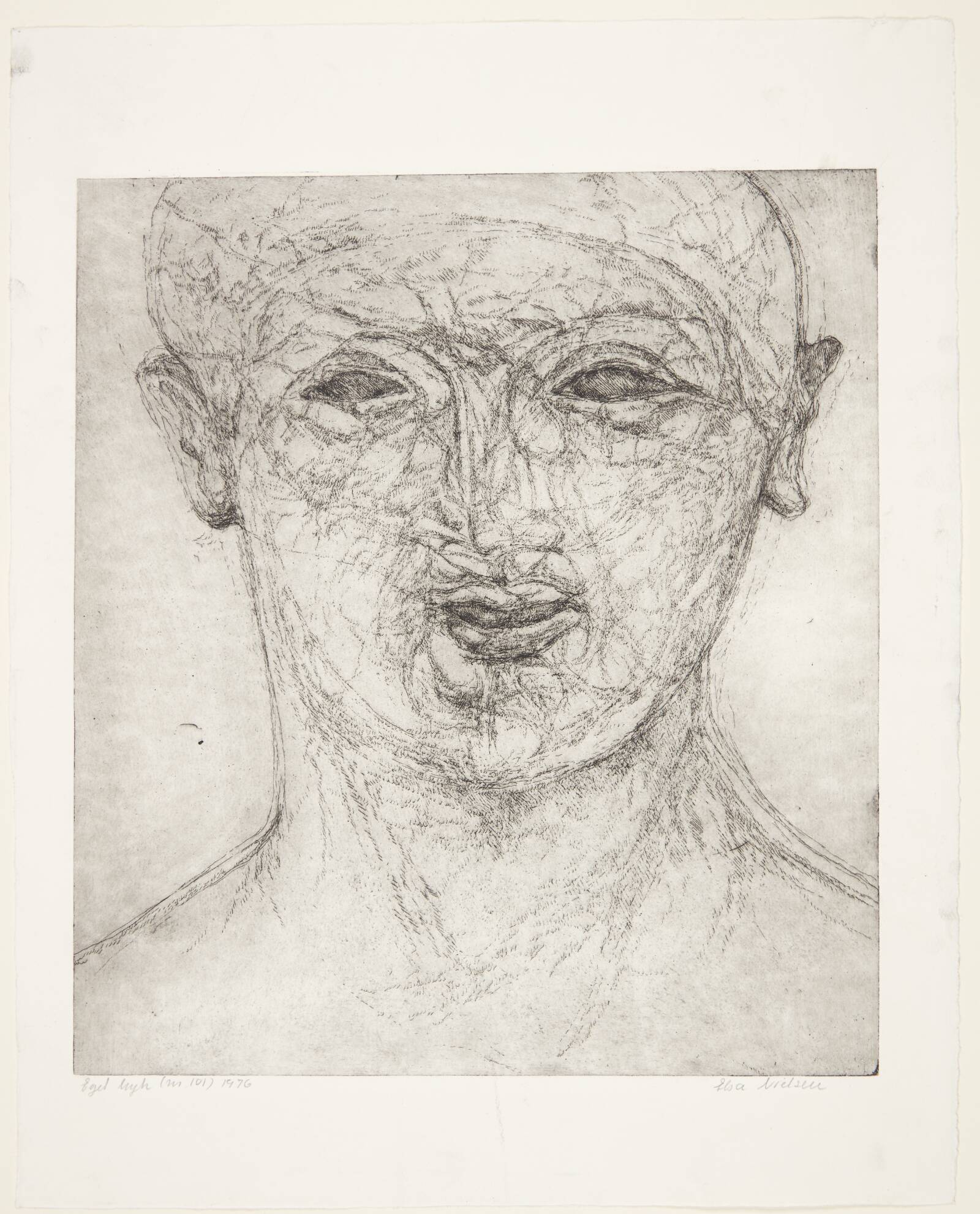 Antikt hoved set en face, Elsa Nielsen, 1976