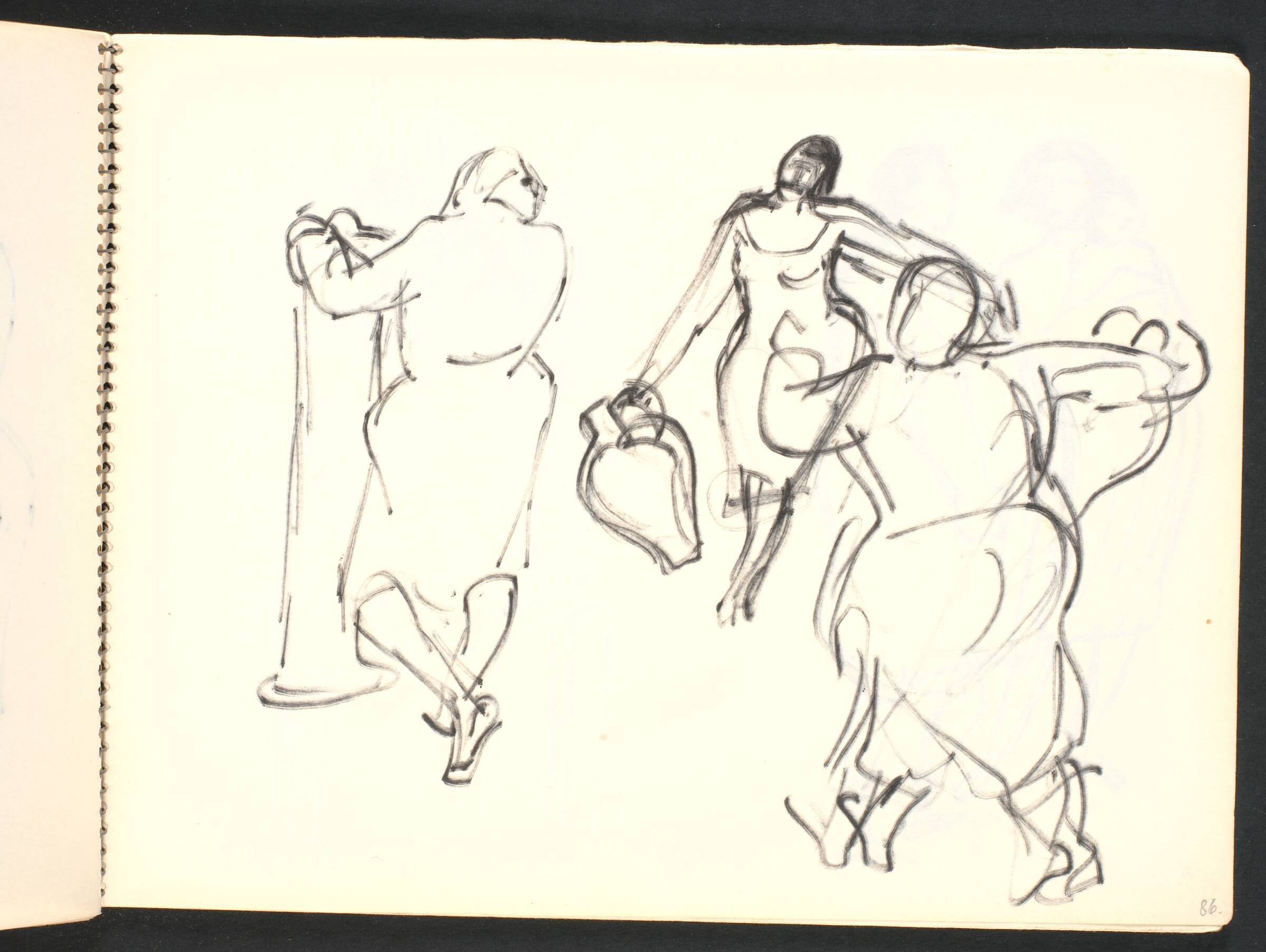 Gadescene, tre kvinder ved en vandpost, Gottfred Eickhoff, 1952