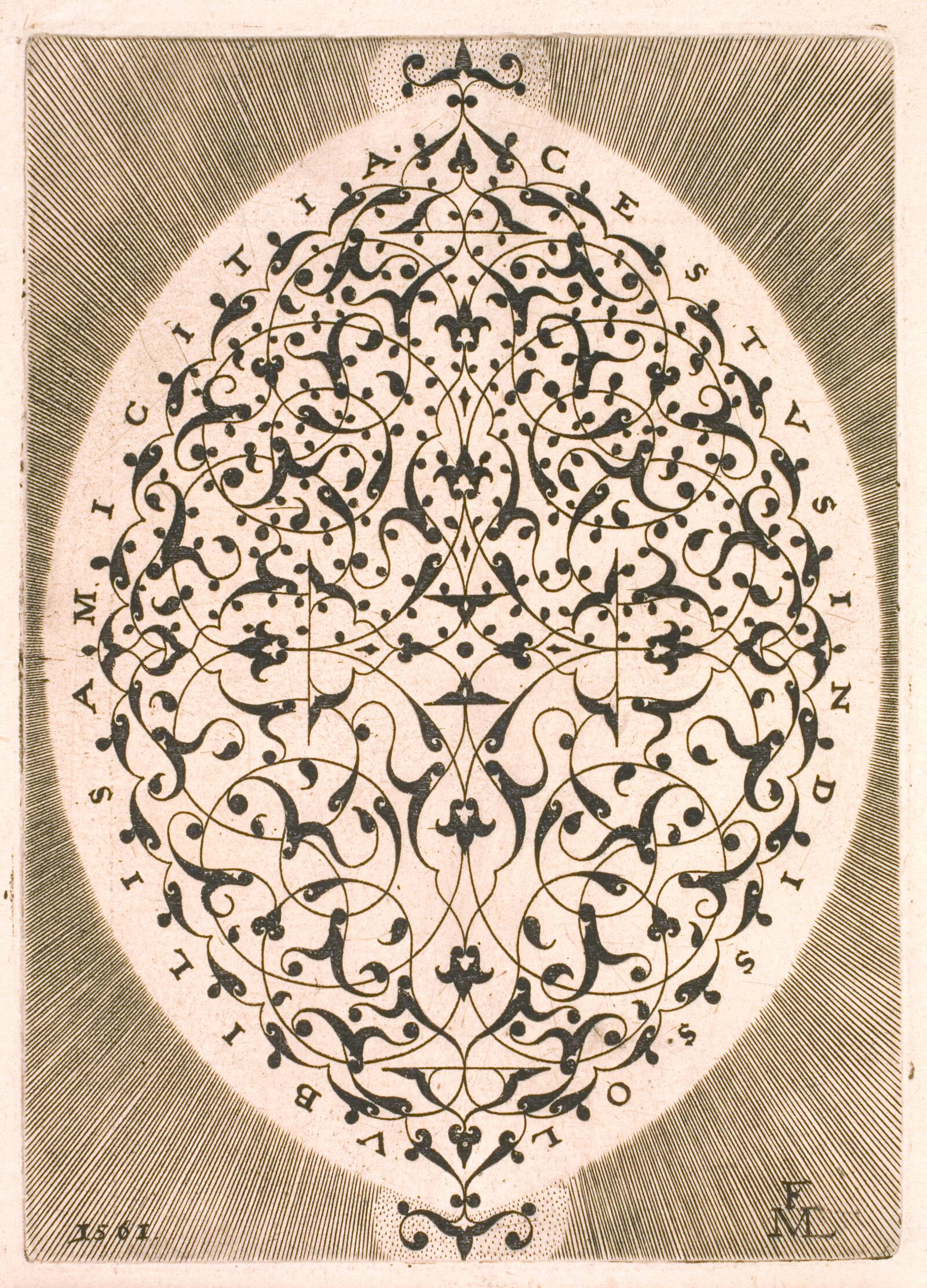 Ovalt arabeskornament, Melchior Lorck, 1561