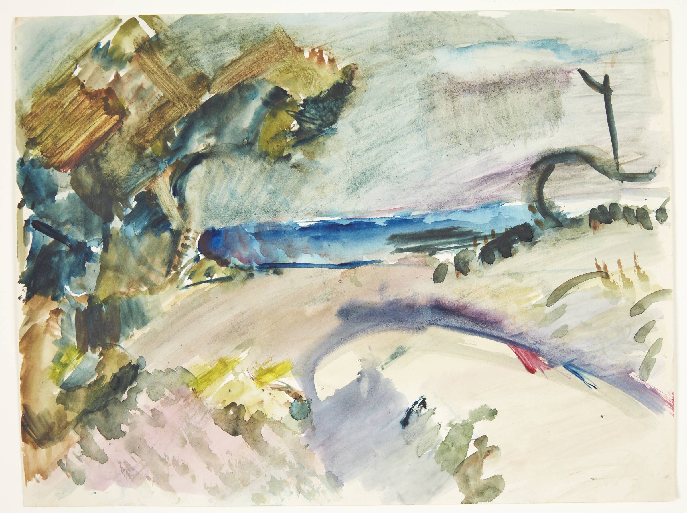 Landskab med hav i baggrunden (Hornbæk?), Ebba Carstensen, 1900-1967