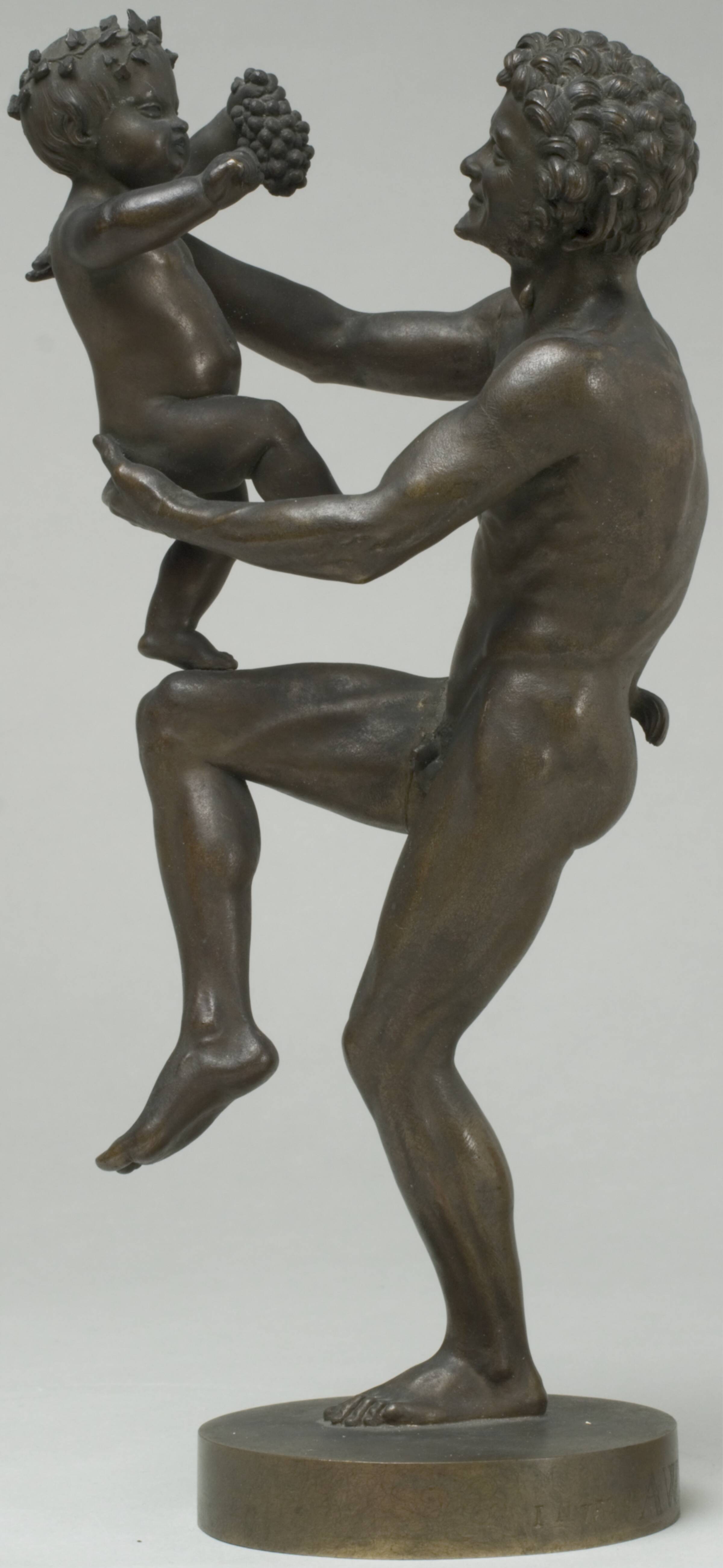 En dansende satyr, som holder Bacchusbarnet, August Saabye, 1859