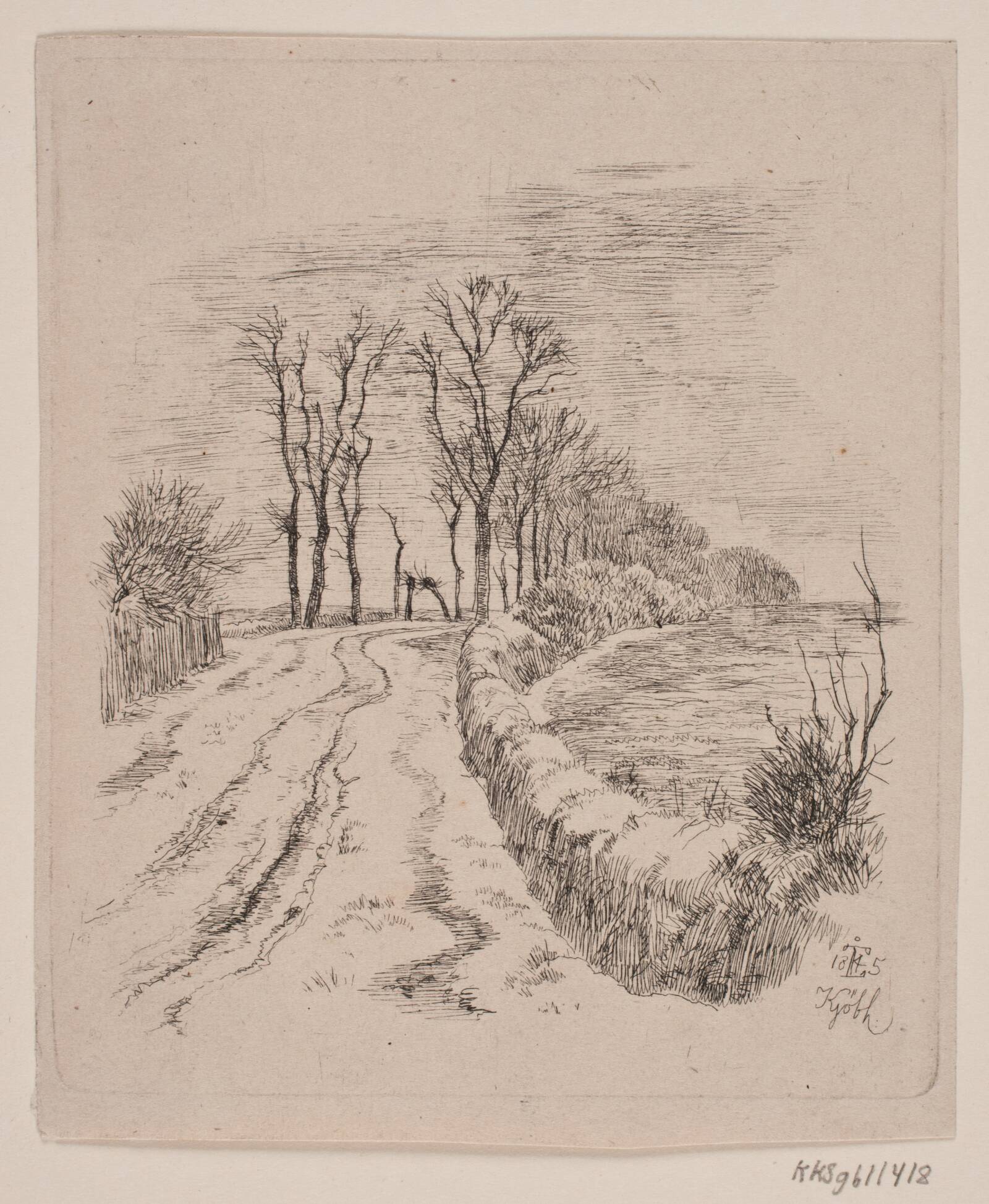 Allé ved Vallø, Johan Thomas Lundbye, 1845