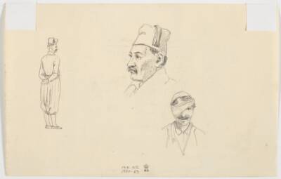 To studier af hoveder og en figurstudie