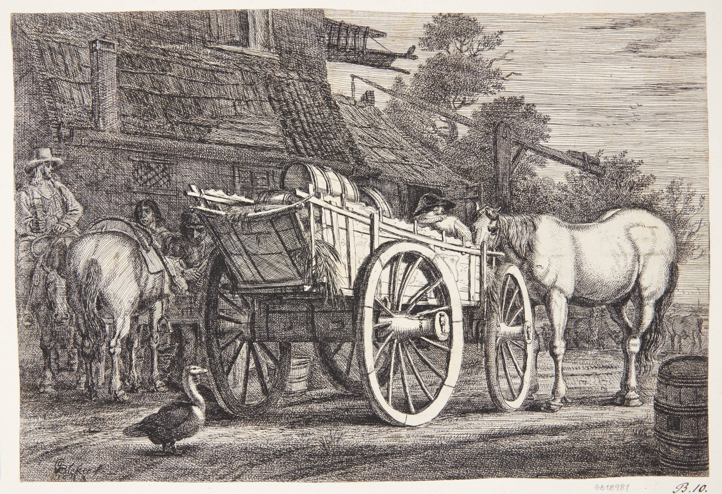 En firhjulet vogn, Gerrit Claesz. Bleker, 1643