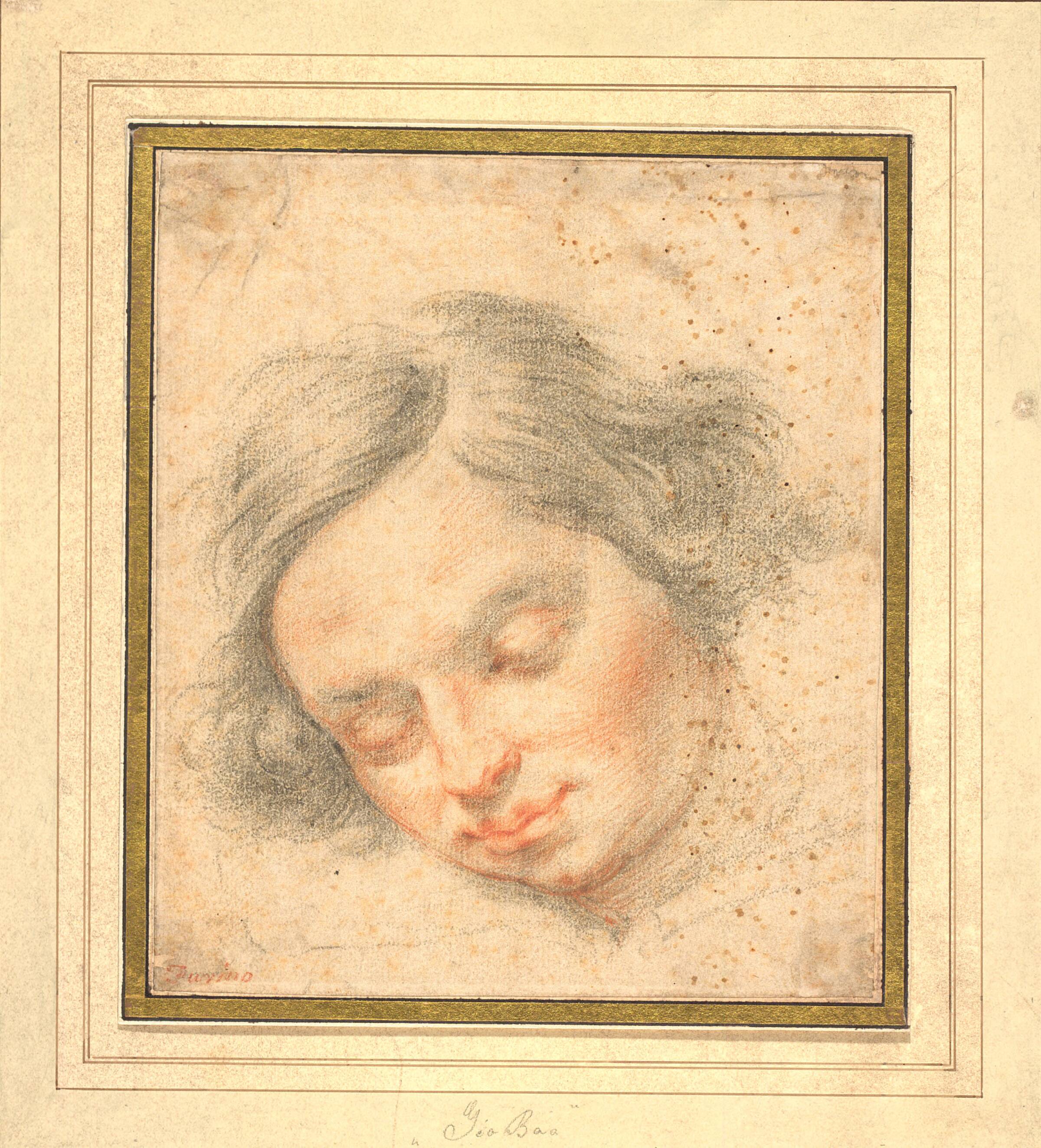 Hovedet af en ung mand med lukkede øjne, Francesco Furini, 1603-1646