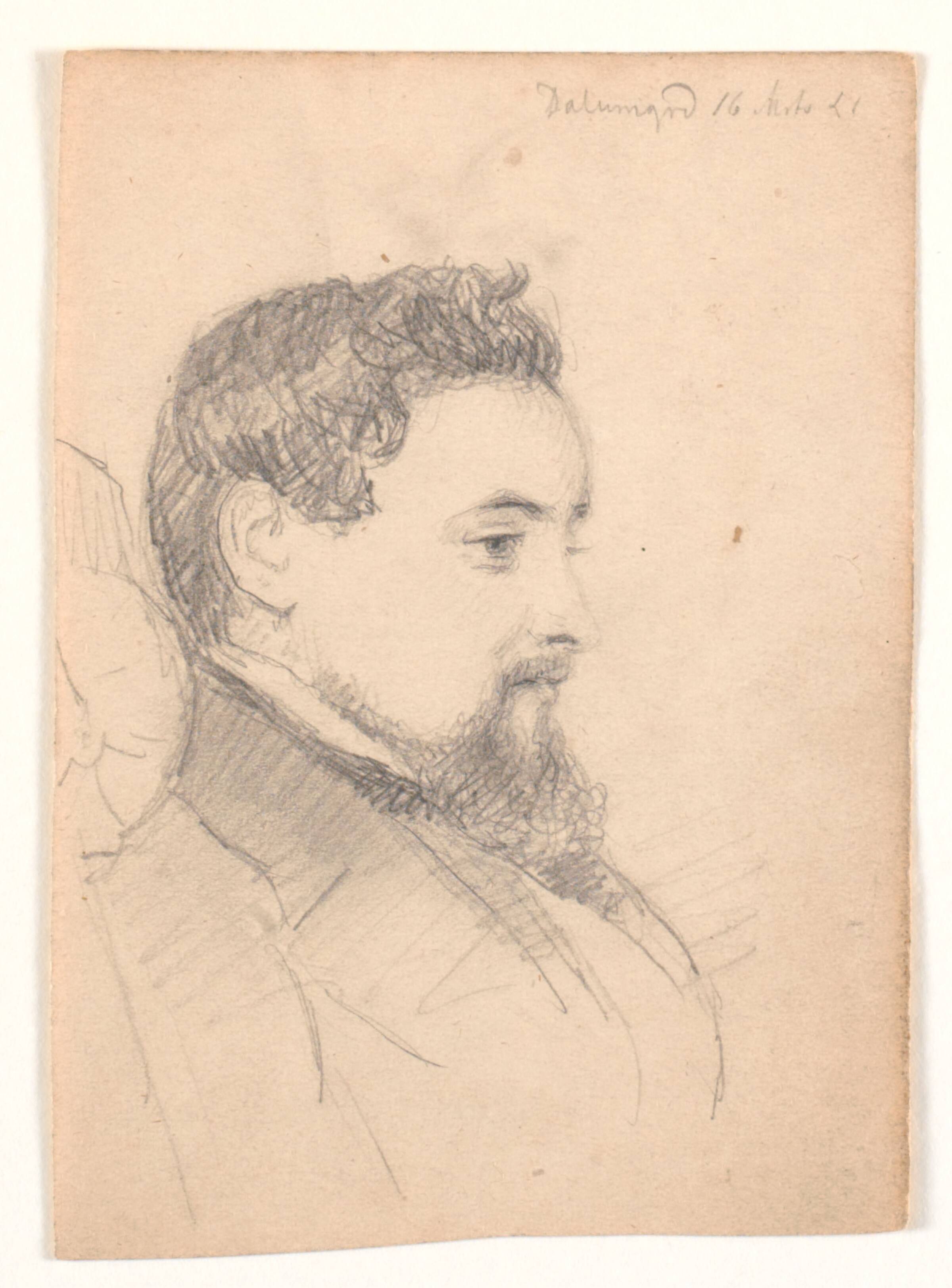 Mandsportræt, profil mod højre, Andreas Fritz, 1851