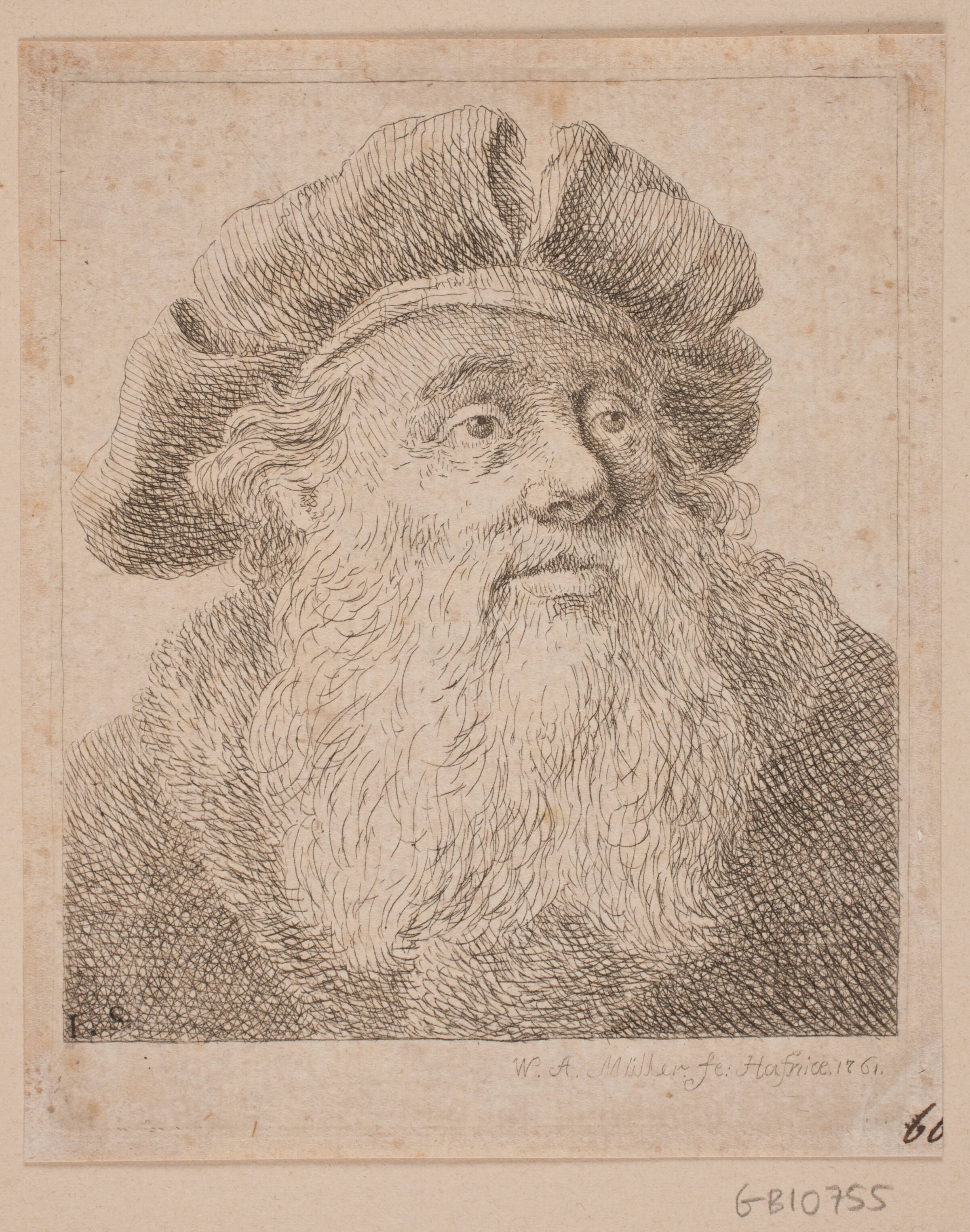 Brystbillede af en skægget Mand, W.A. Müller, 1761