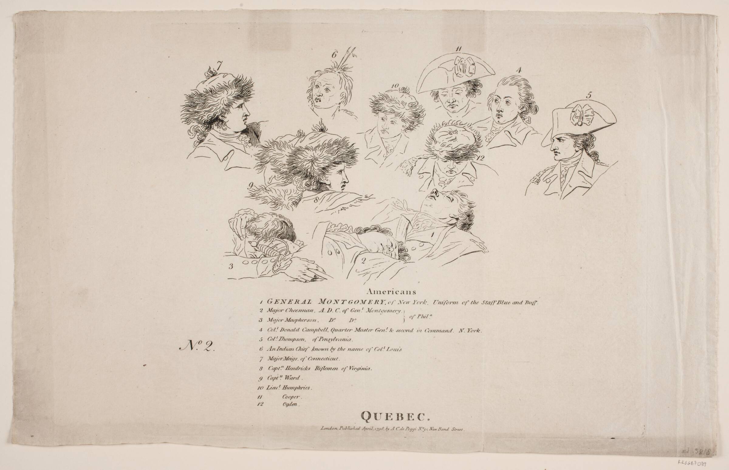 Forklaringsblad til "General Montgomery's Død", J.F. Clemens, 1748-1831