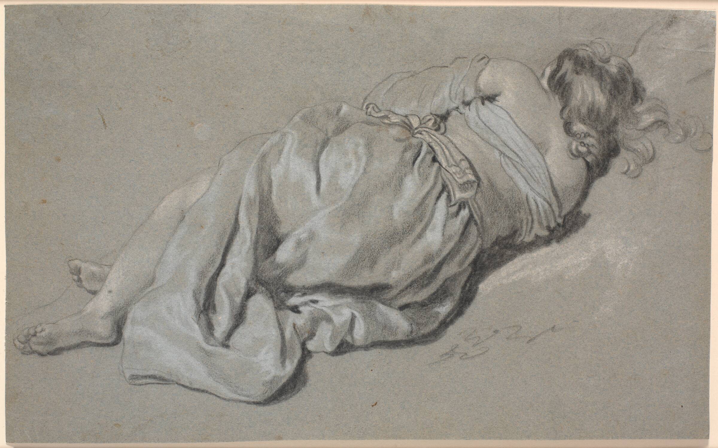Studie af en liggende kvinde, set fra ryggen, Backer, Jacob Adriaensz., 1608-1651