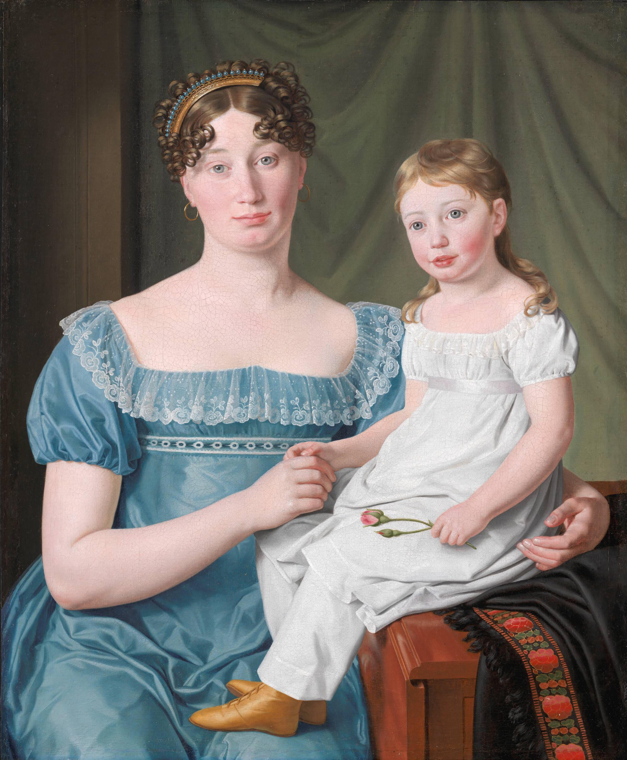 Kammerherreinde Sophie Hedvig Løvenskiold og hendes treårige datter Berthe Henriette, C.W. Eckersberg, 1817