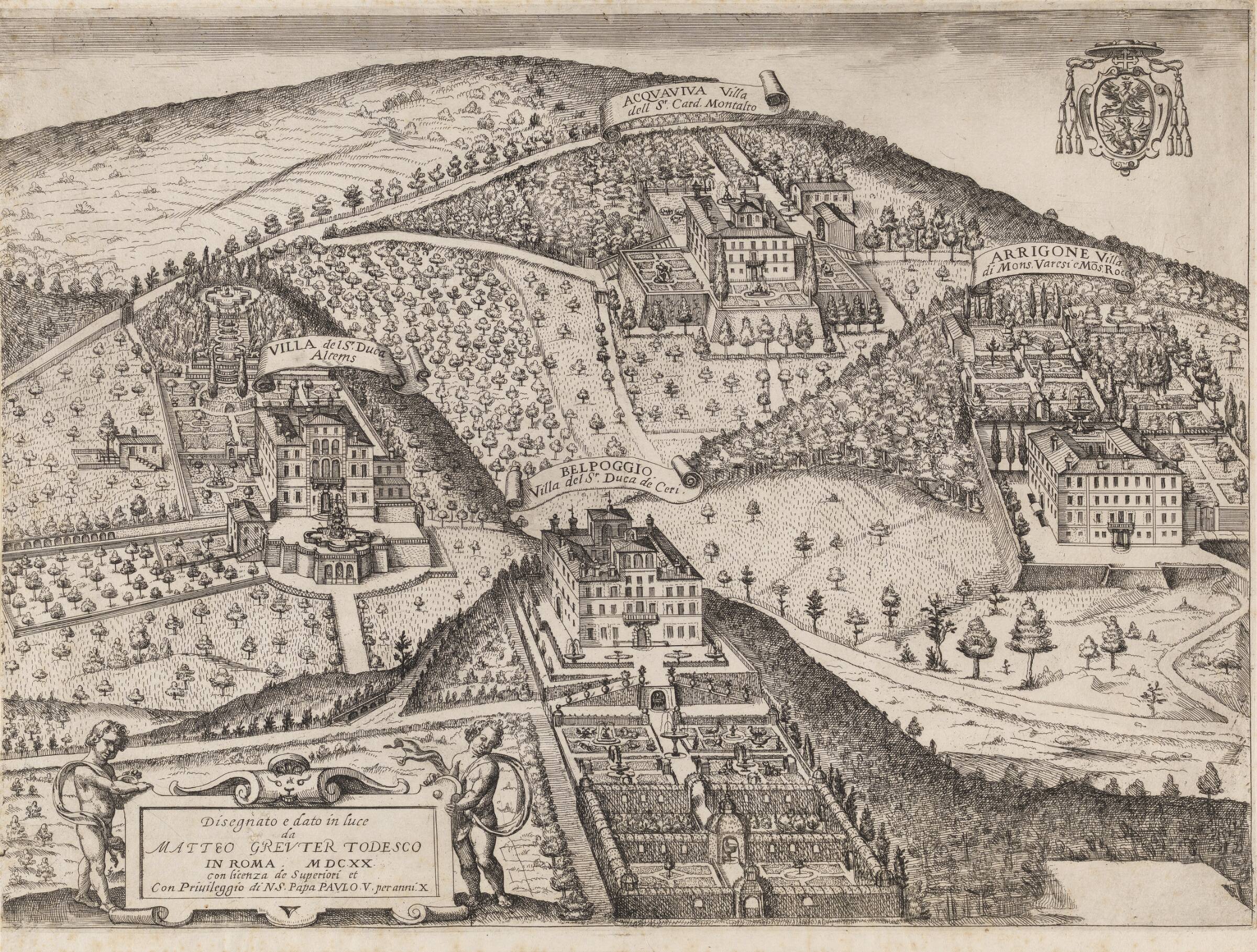 Udsigt over Frascati og omegn (højre del), Matthäus Greuter, 1620