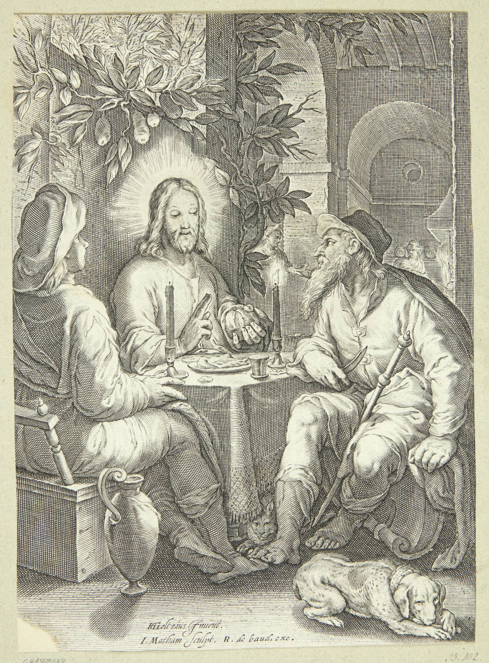 Jesus i Emmaus, Jacob Matham, 1604-1608
