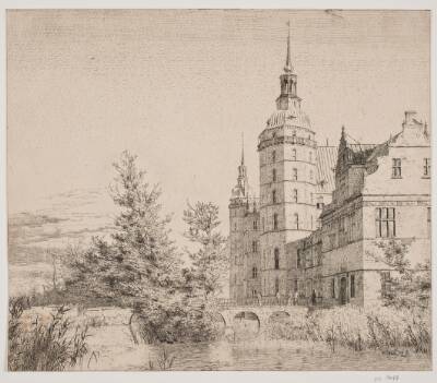 Frederiksborg Slot. Parti ved Møntbroen