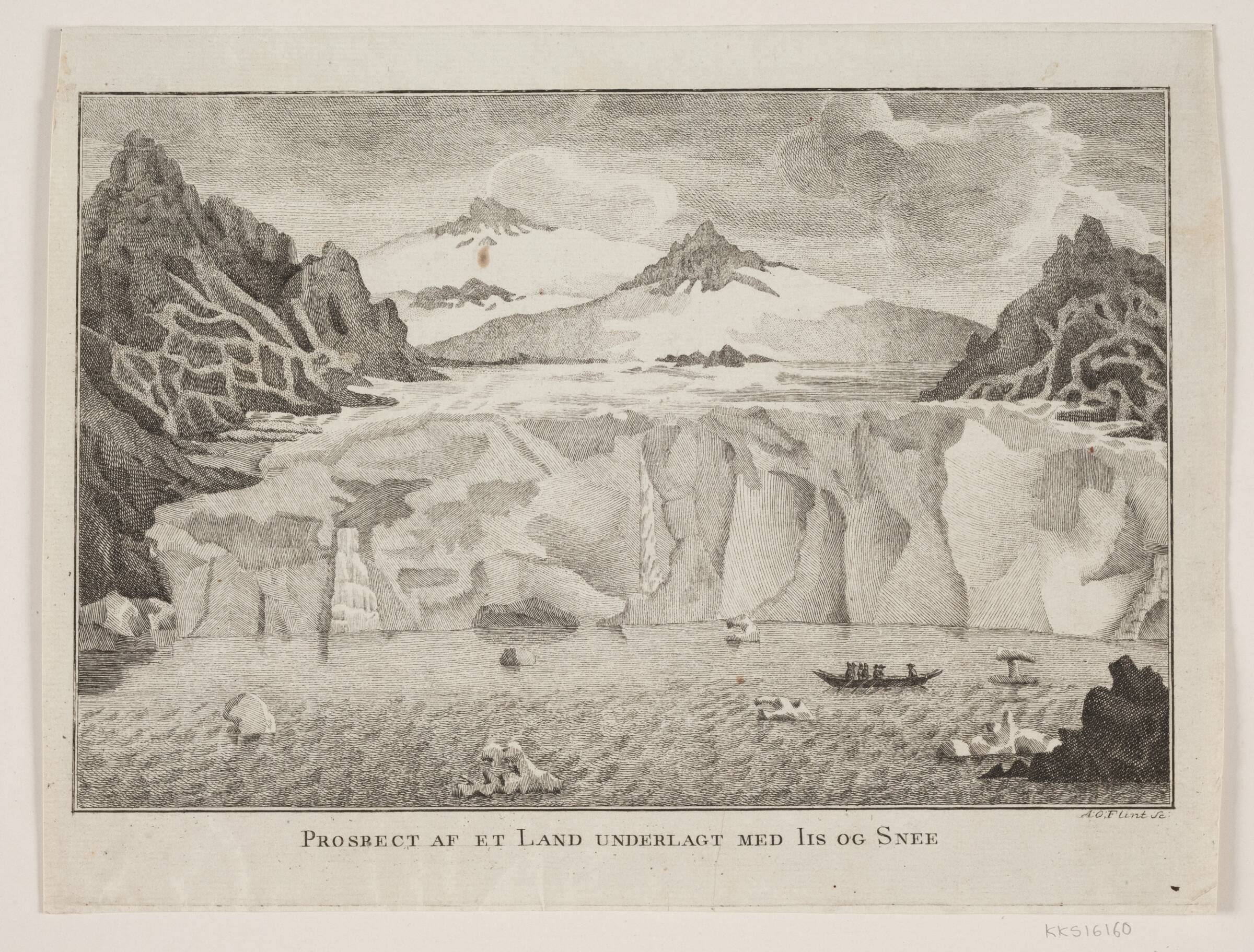 Prospekt af et land underlagt med is og sne, Andreas Flint, 1767-1824