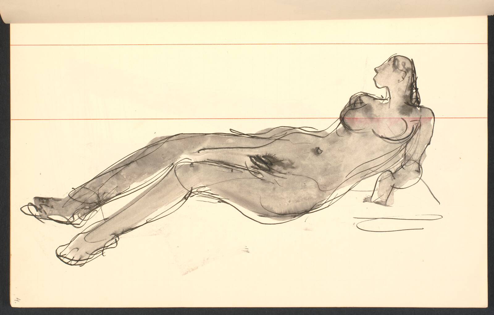 Liggende nøgen model, Gottfred Eickhoff, 1955