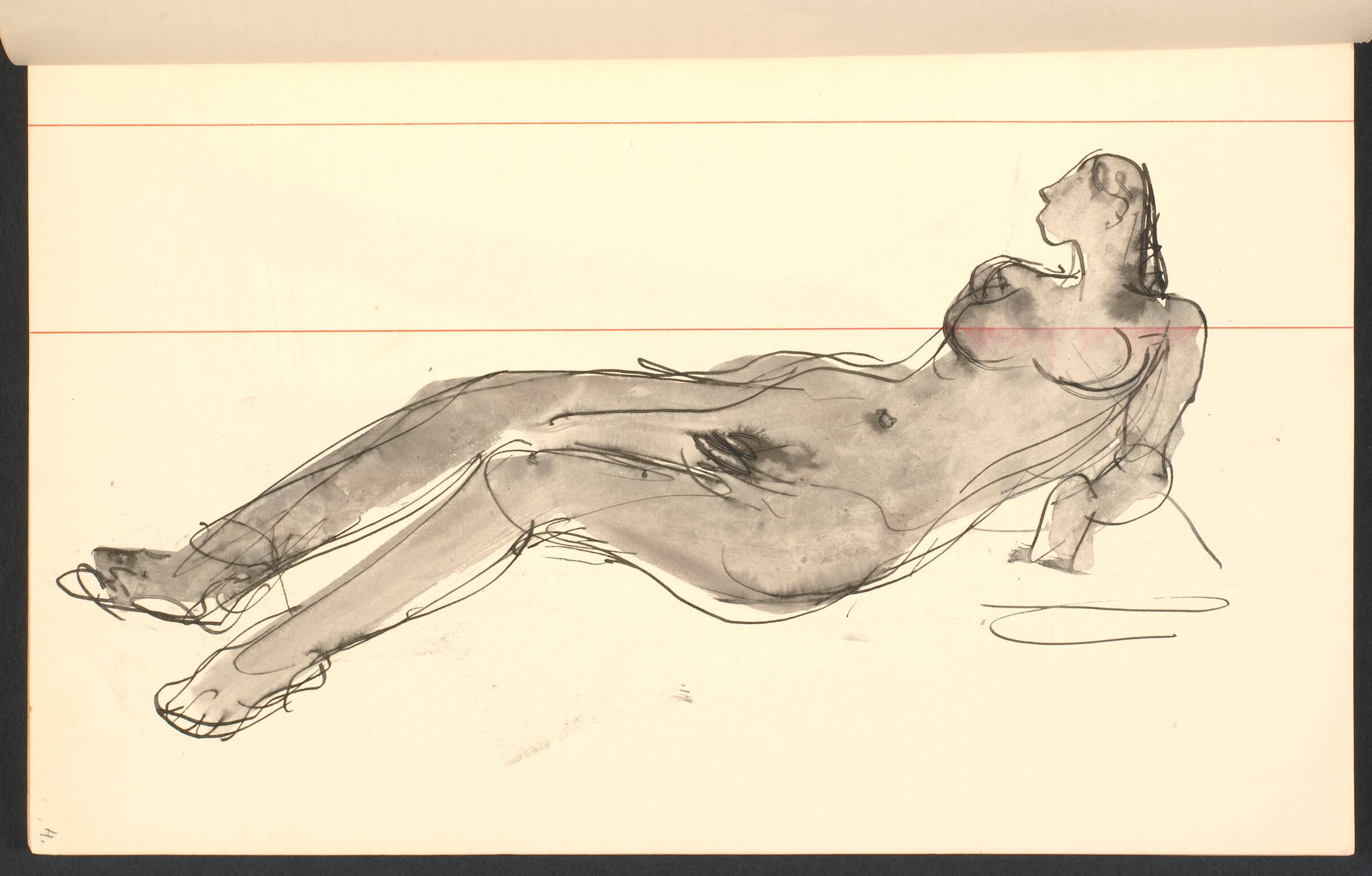 Liggende nøgen model, Gottfred Eickhoff, 1955