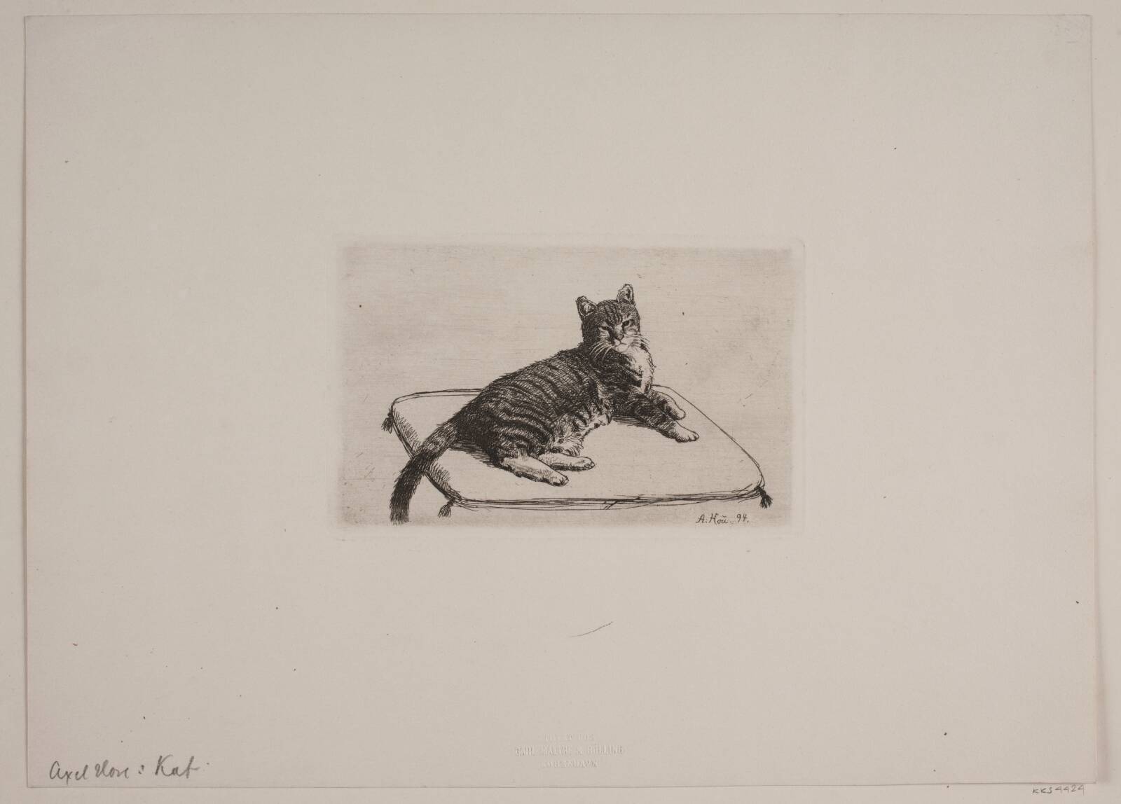 Liggende kat, Axel Hou, 1890