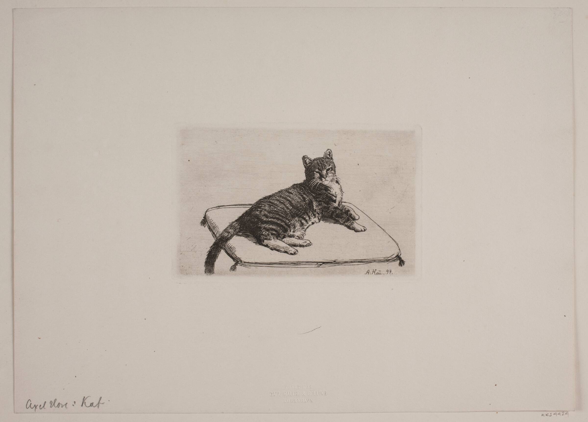 Liggende kat, Axel Hou, 1890