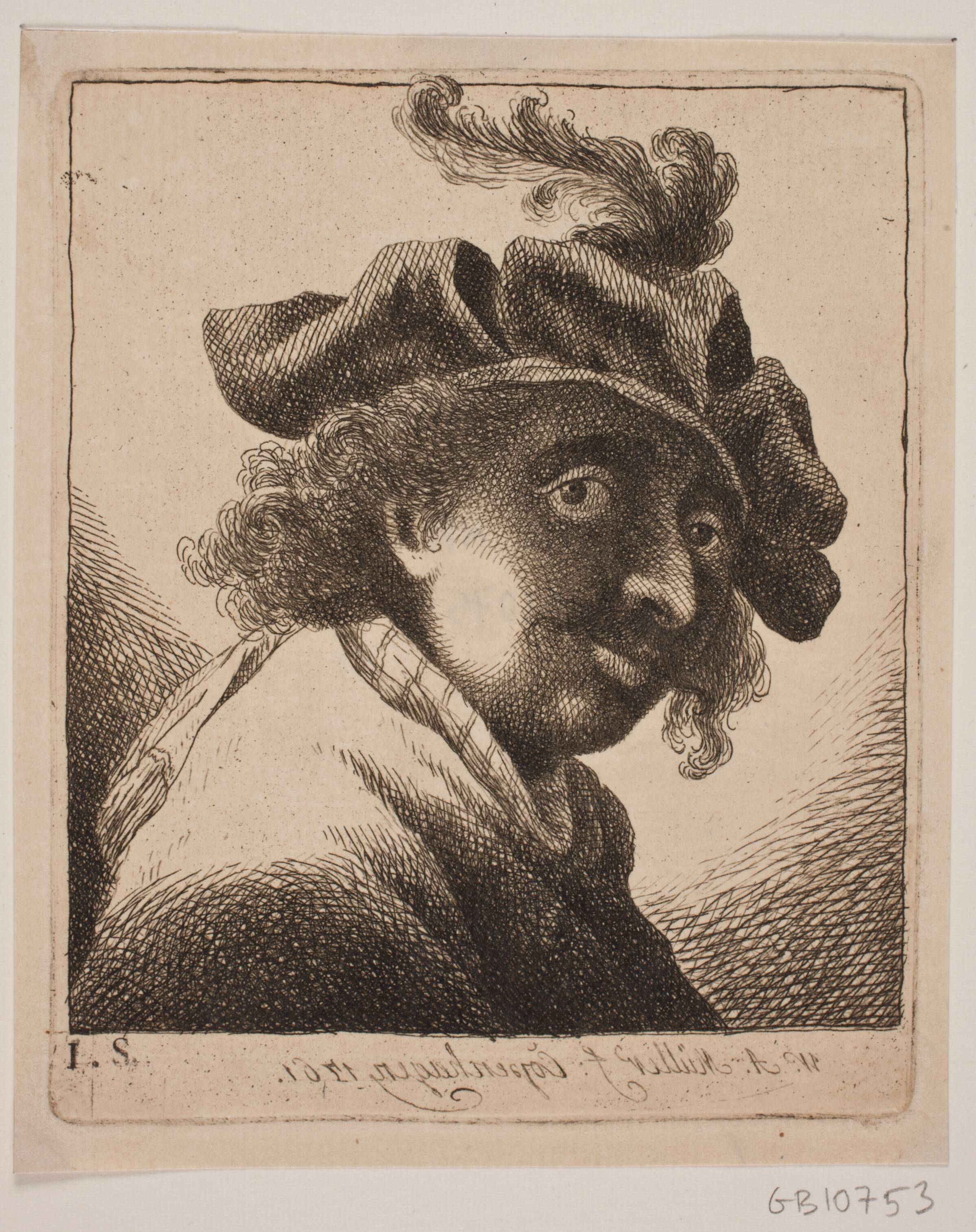 En Mand med befjedret Baret, W.A. Müller, 1761