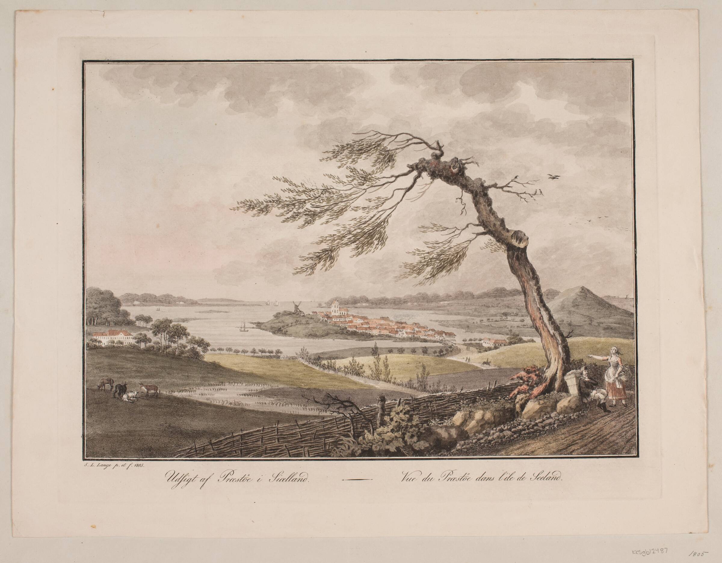 Udsigt af Præstø i Sjælland, Søren L. Lange, 1805
