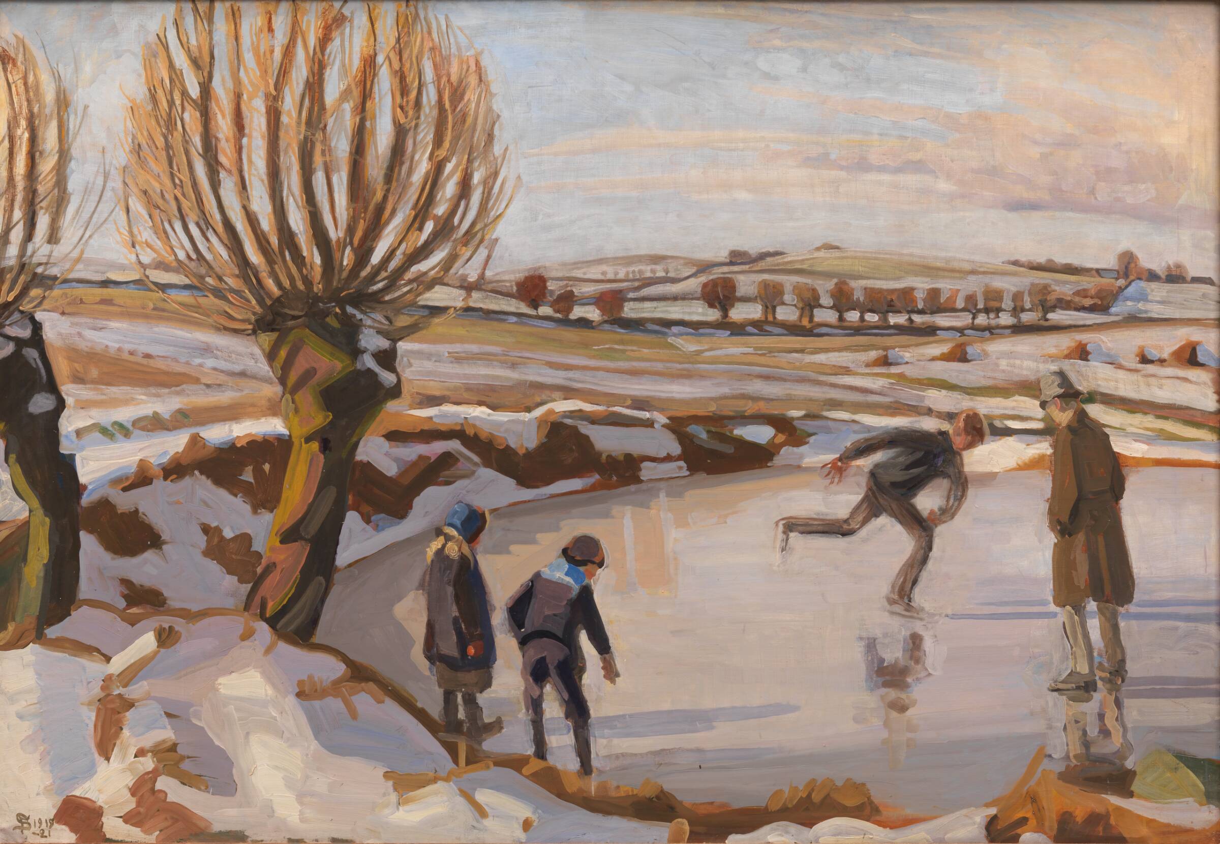 Vinteren er kommet. Landskab med skøjteløbere, Fritz Syberg, 1919-1921