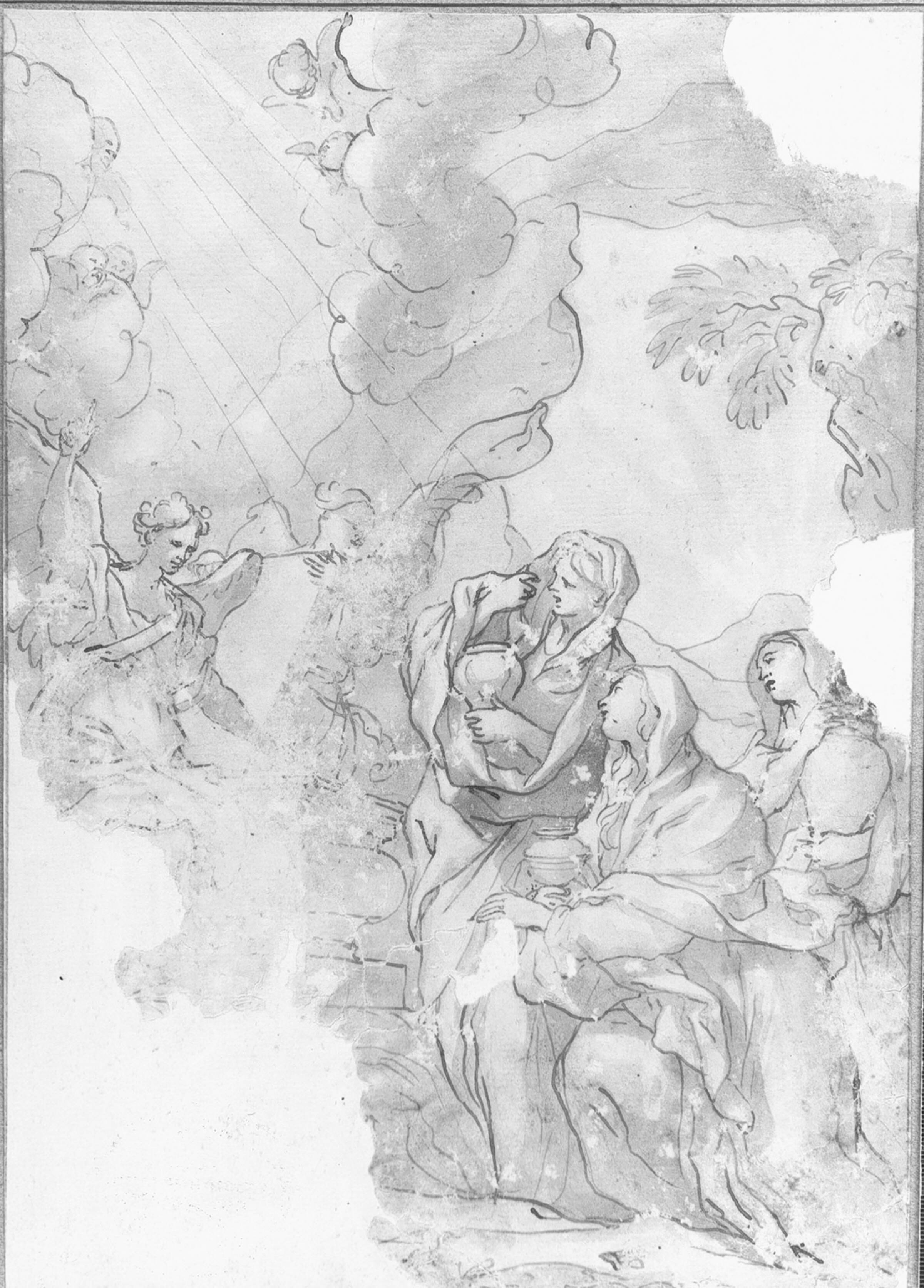 De tre Maria'er ved Kristi grav, Domenico Piola, 1627-1703
