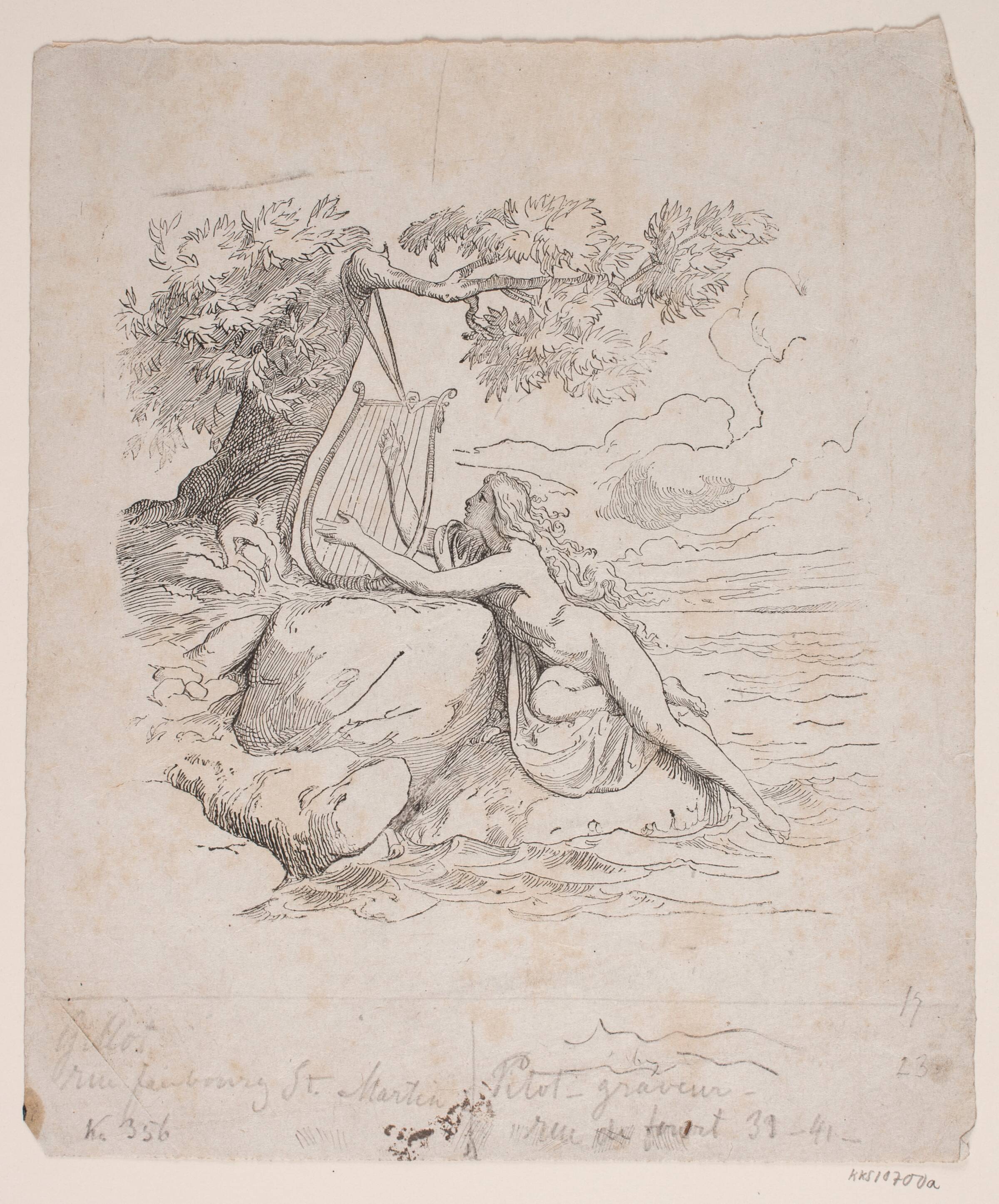 Harpen ved stranden, Lorenz Frølich, 1820-1908