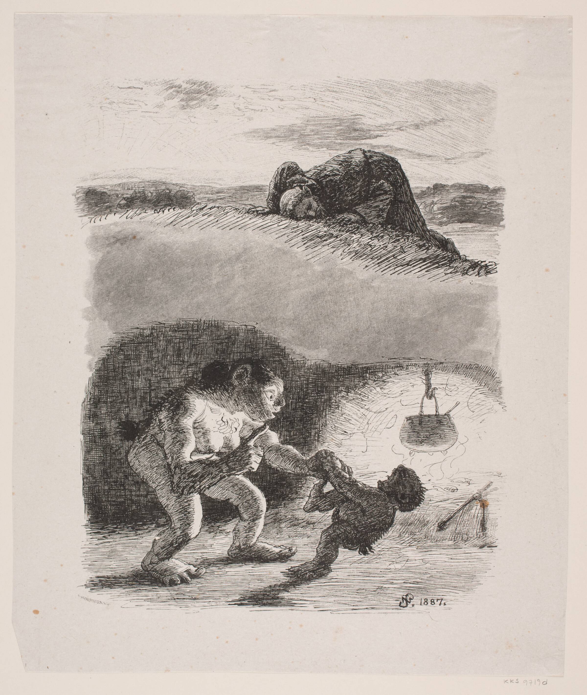 Illustration til Poul Martin Møller, "Sct. Laurentius", Waldemar Bøhme, 1887-1889