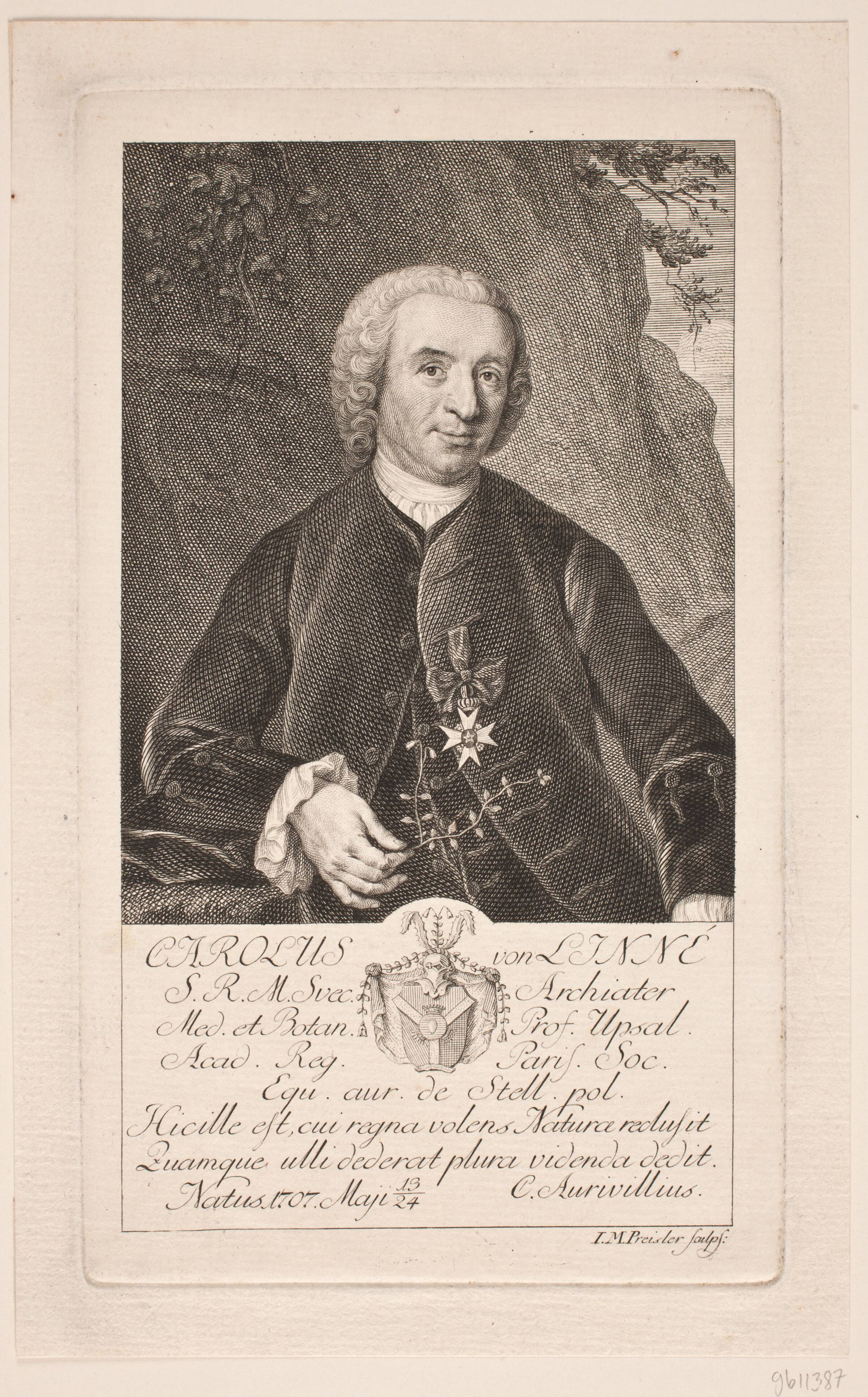 Portræt C. Linné, J.M. Preisler, 1715-1794