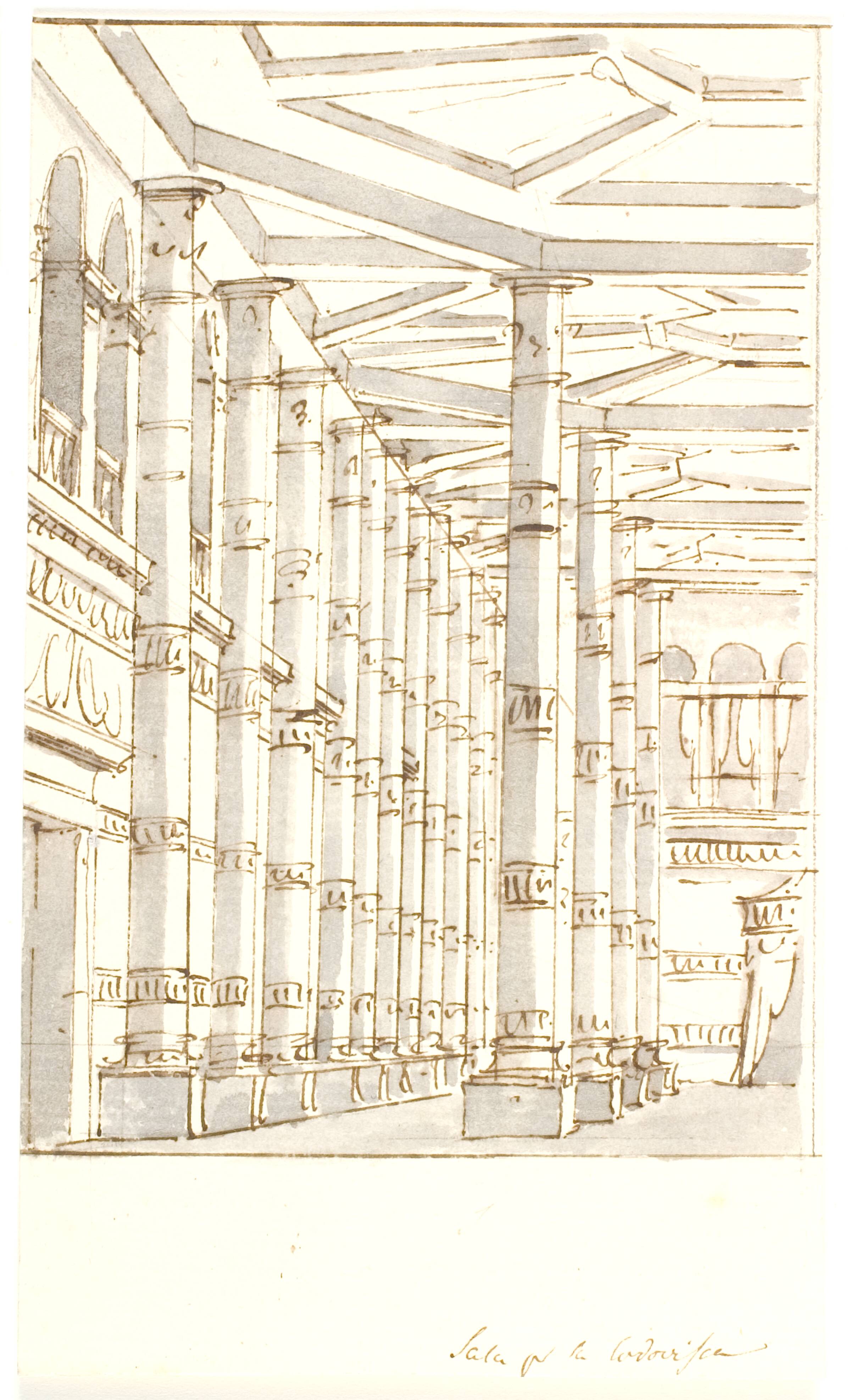 Interiør med søjler (kirke?), Aron Wallick, 1813-1816