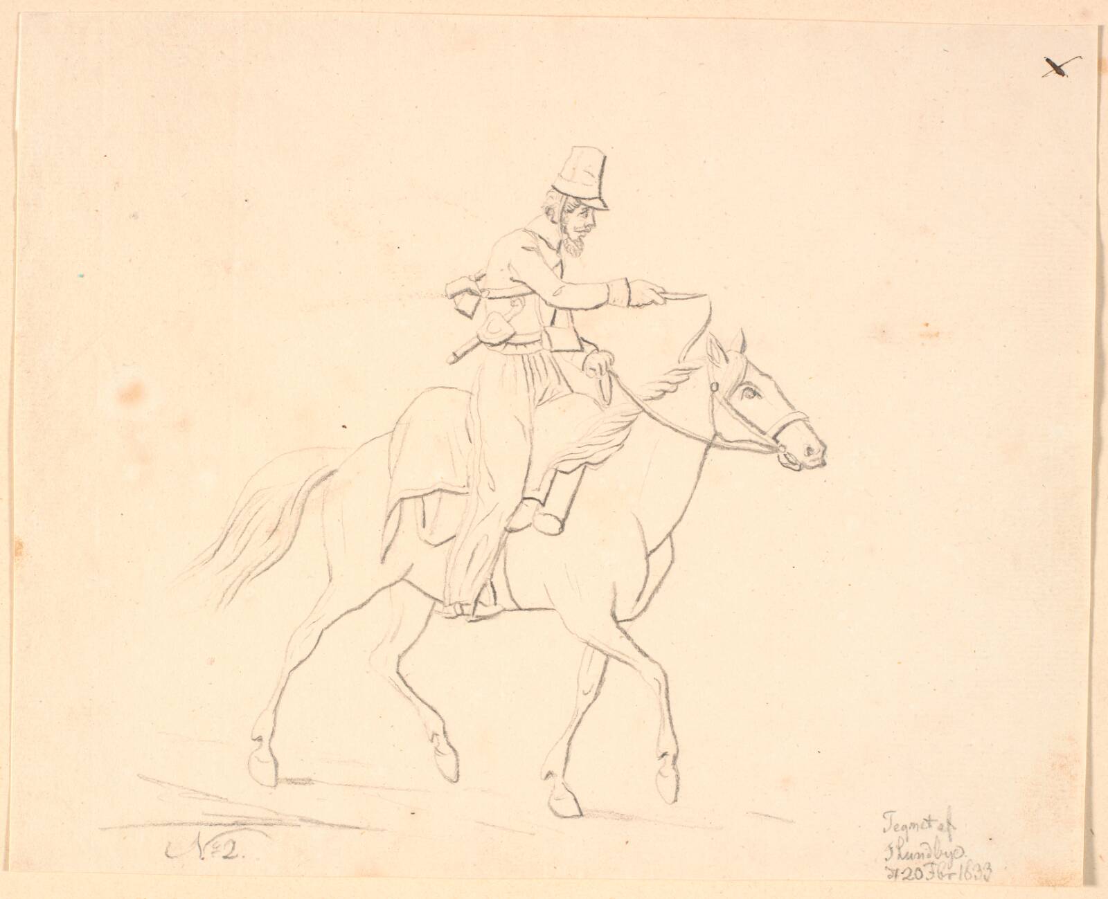Soldat til hest, Johan Thomas Lundbye, 1833