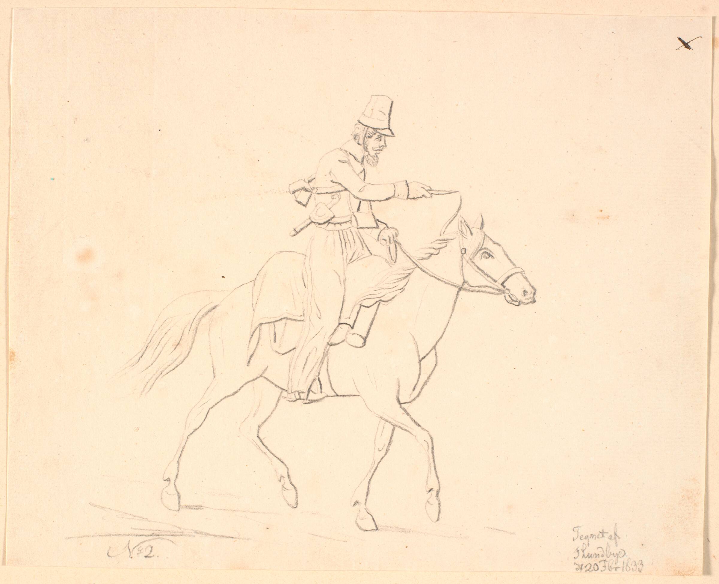 Soldat til hest, Johan Thomas Lundbye, 1833