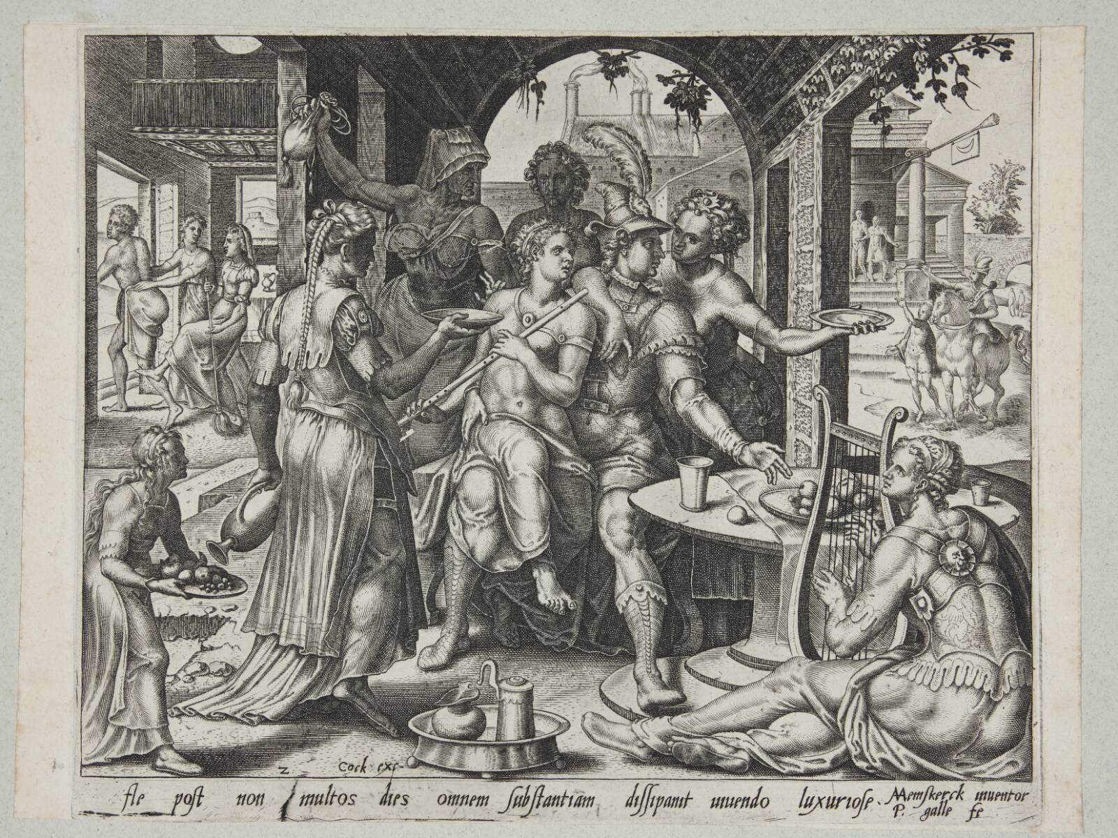 Den fortabte søn øder sin formue bort, Philips Galle, 1562