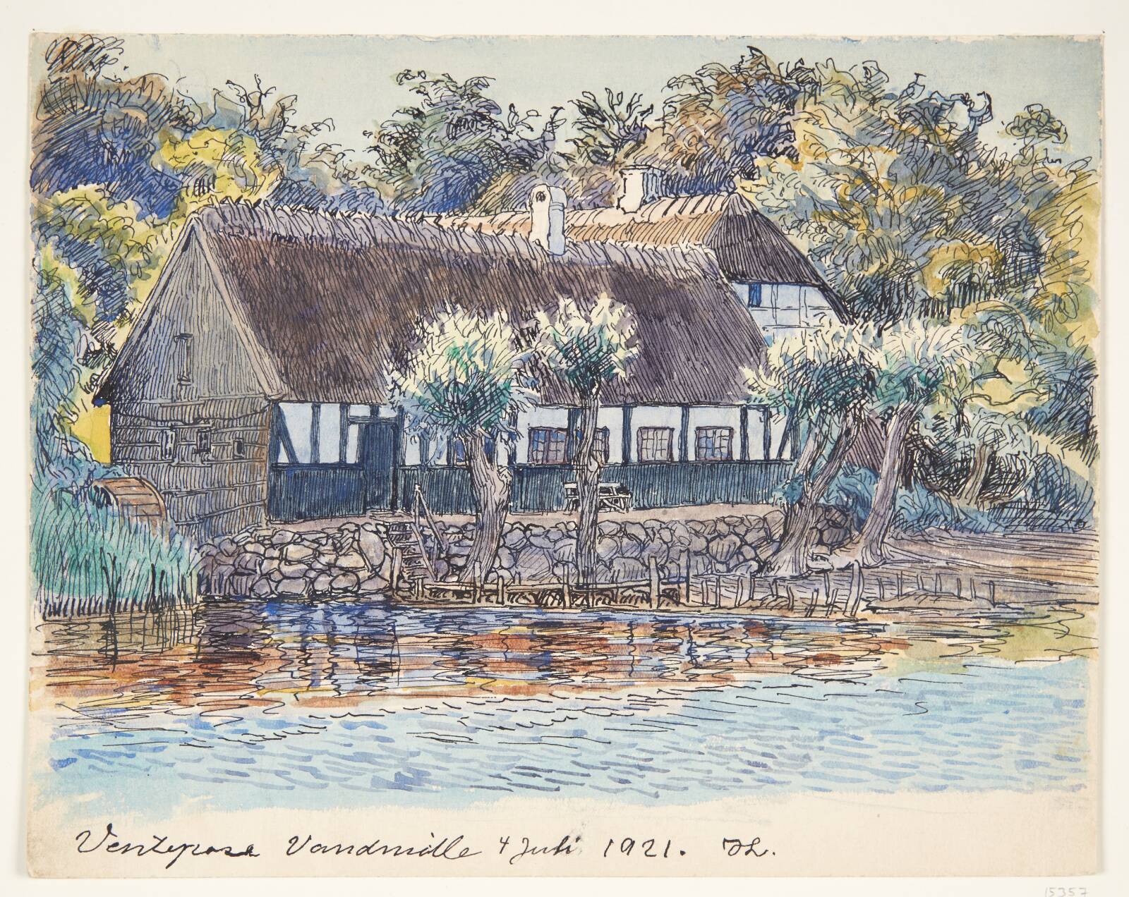 "Ventepose vandmølle", Johannes Larsen, 1921