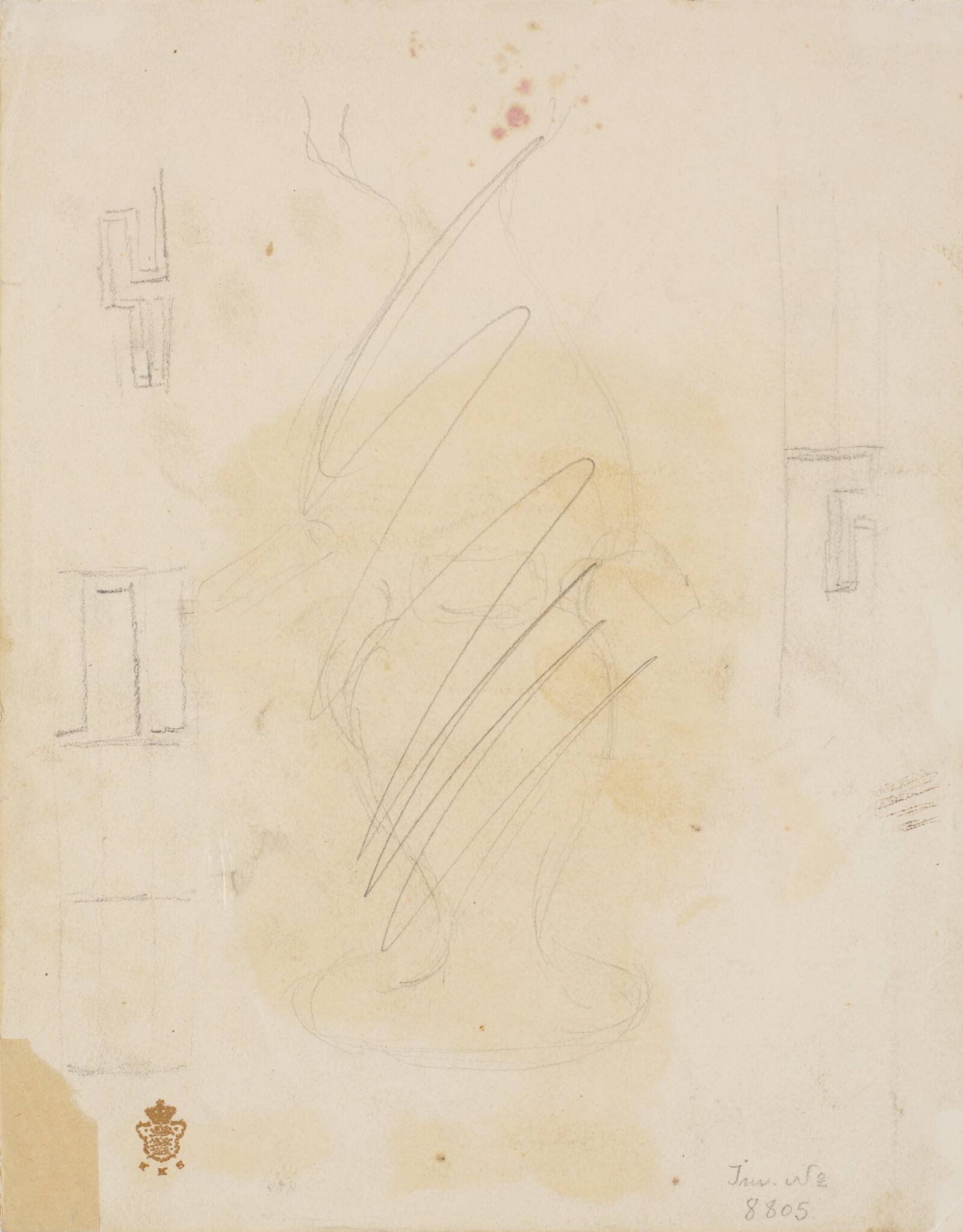 Blyantskrads og ornamentstudier, L.A. Ring, 1893-1895