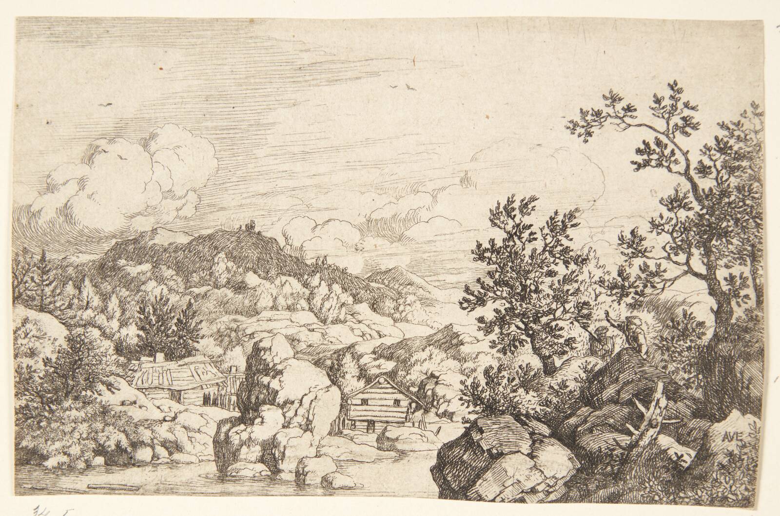 En klippe i en flod, Allaert van Everdingen, 1621-1675