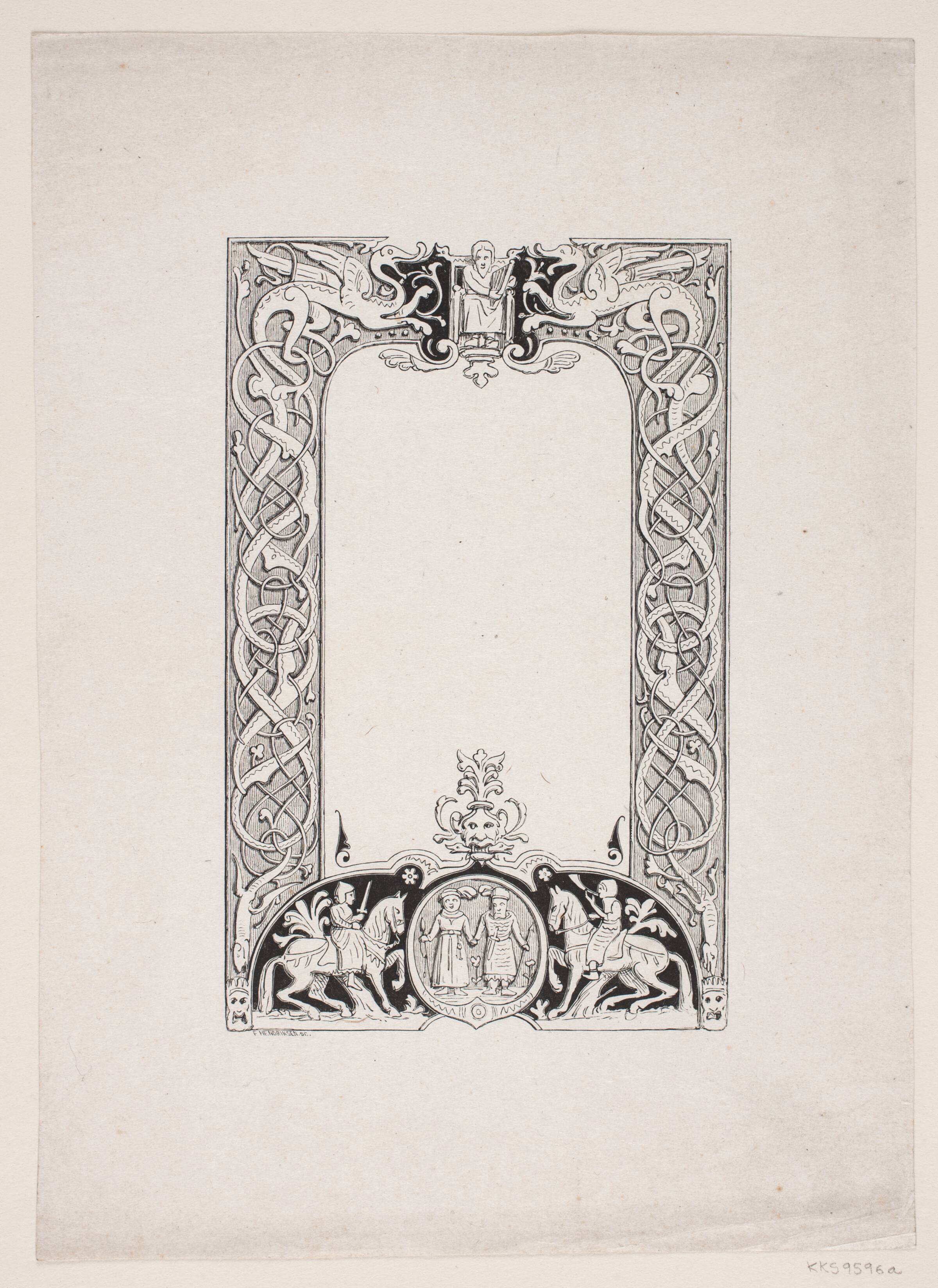 Randtegning i oldnordisk dragestil. Til en norsk bog, F. Hendriksen, 1847-1938